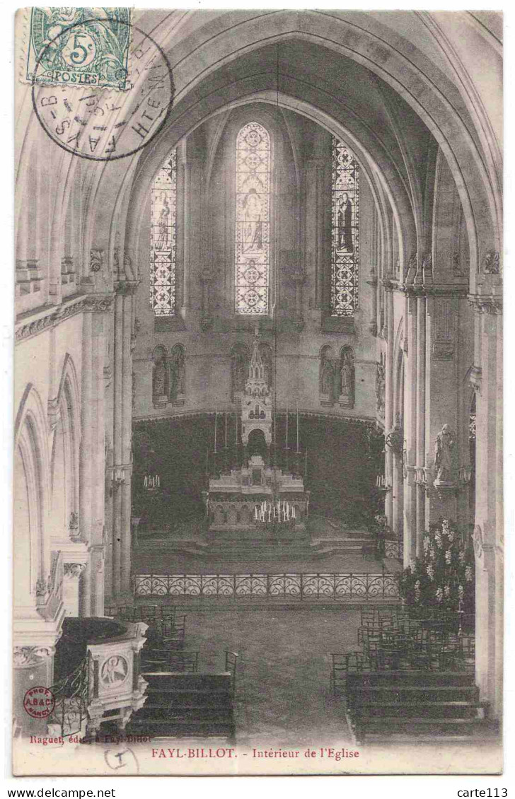 52 - B32748CPA - FAYL-BILLOT - Interieur Eglise - Parfait état - HAUTE-MARNE - Fayl-Billot