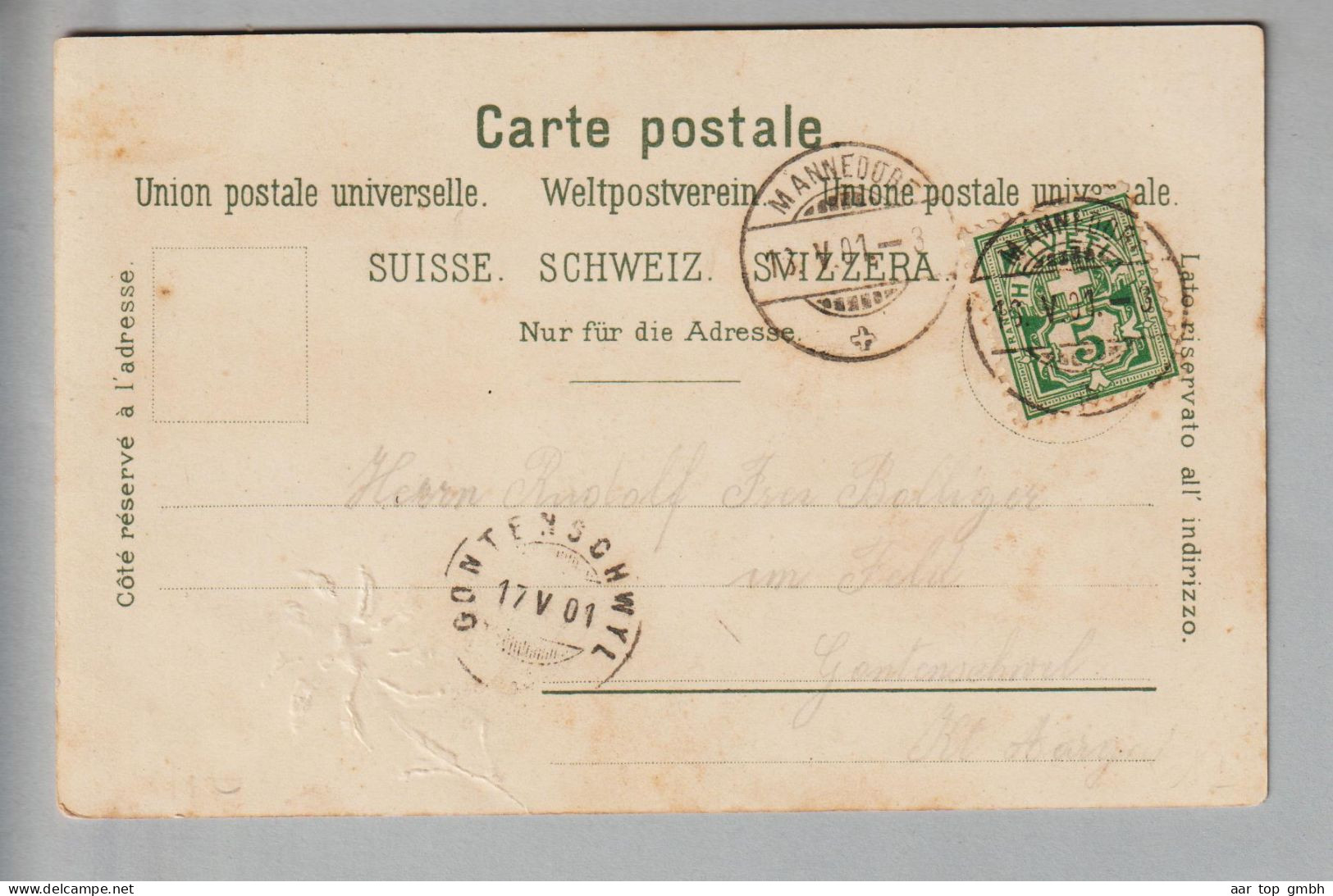 CH ZH Männedorf 1901-05-16 Litho Mit Geprägtem Edelweiss # 2292 PVKZ A.Spörri - Männedorf