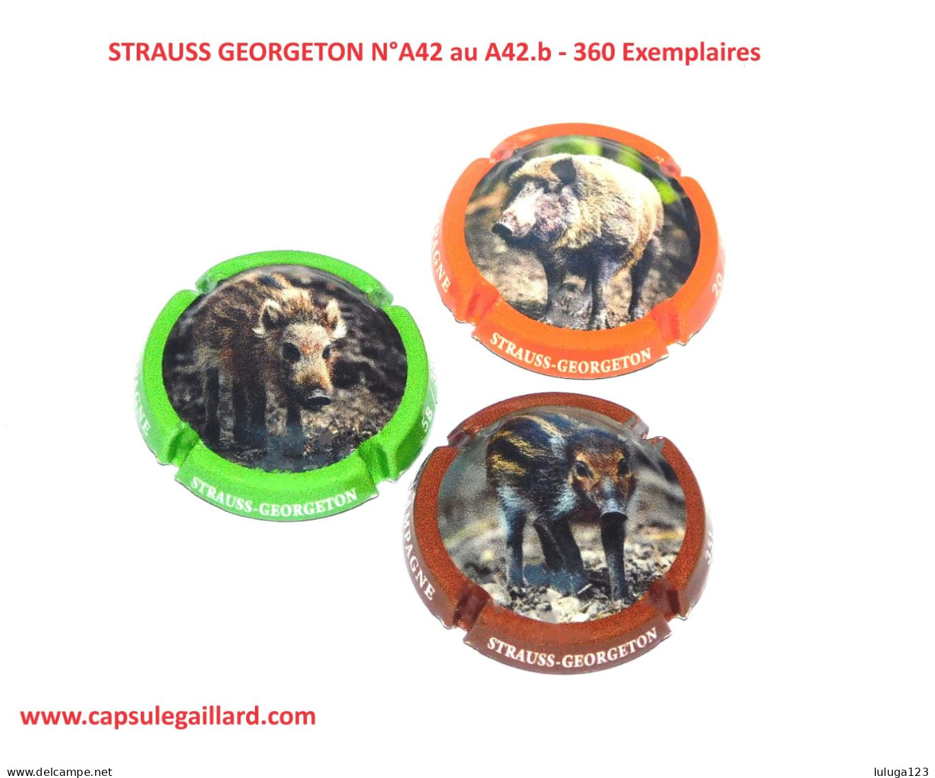 Série DE 3 Capsules De Champagne - STRAUSS GEORGETON - 240 Exemplaires - Verzamelingen