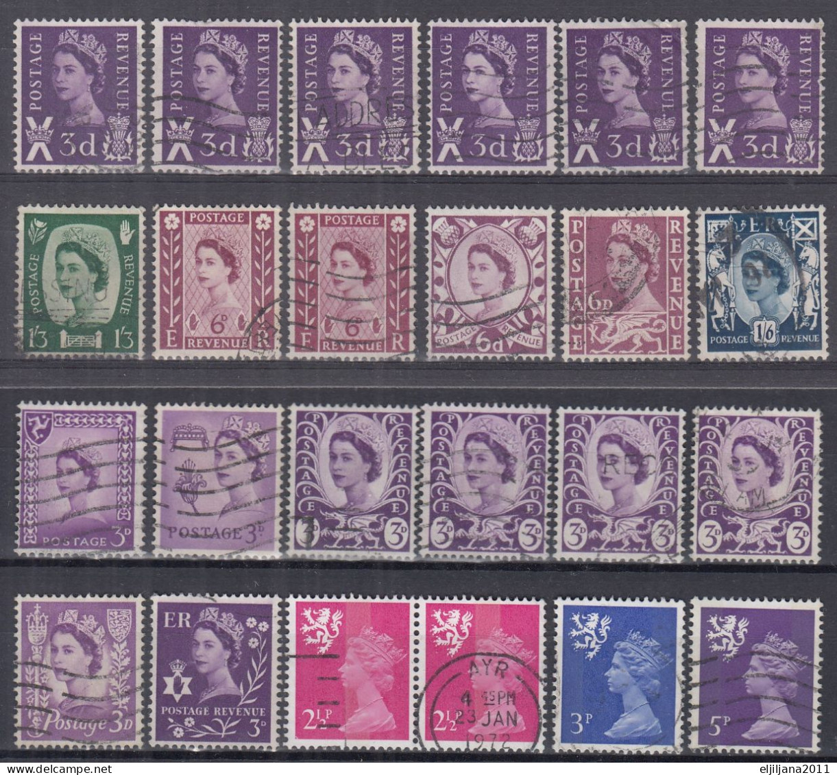 ⁕ GB / UK / QEII. ⁕ British Regional Issue - Isle Of Man, Jersey, Wales, Nordiland, Scotland, Guernsey ⁕ 26 V Used SCAN - Oblitérés