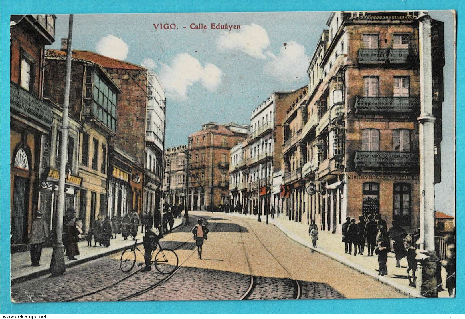 * Vigo - Pontevedra (Galicia - España - Spain) * (Edicion Libreria E.B. Tetilla) Calle Eduayen, Vélo, Animée, Couleur - Pontevedra