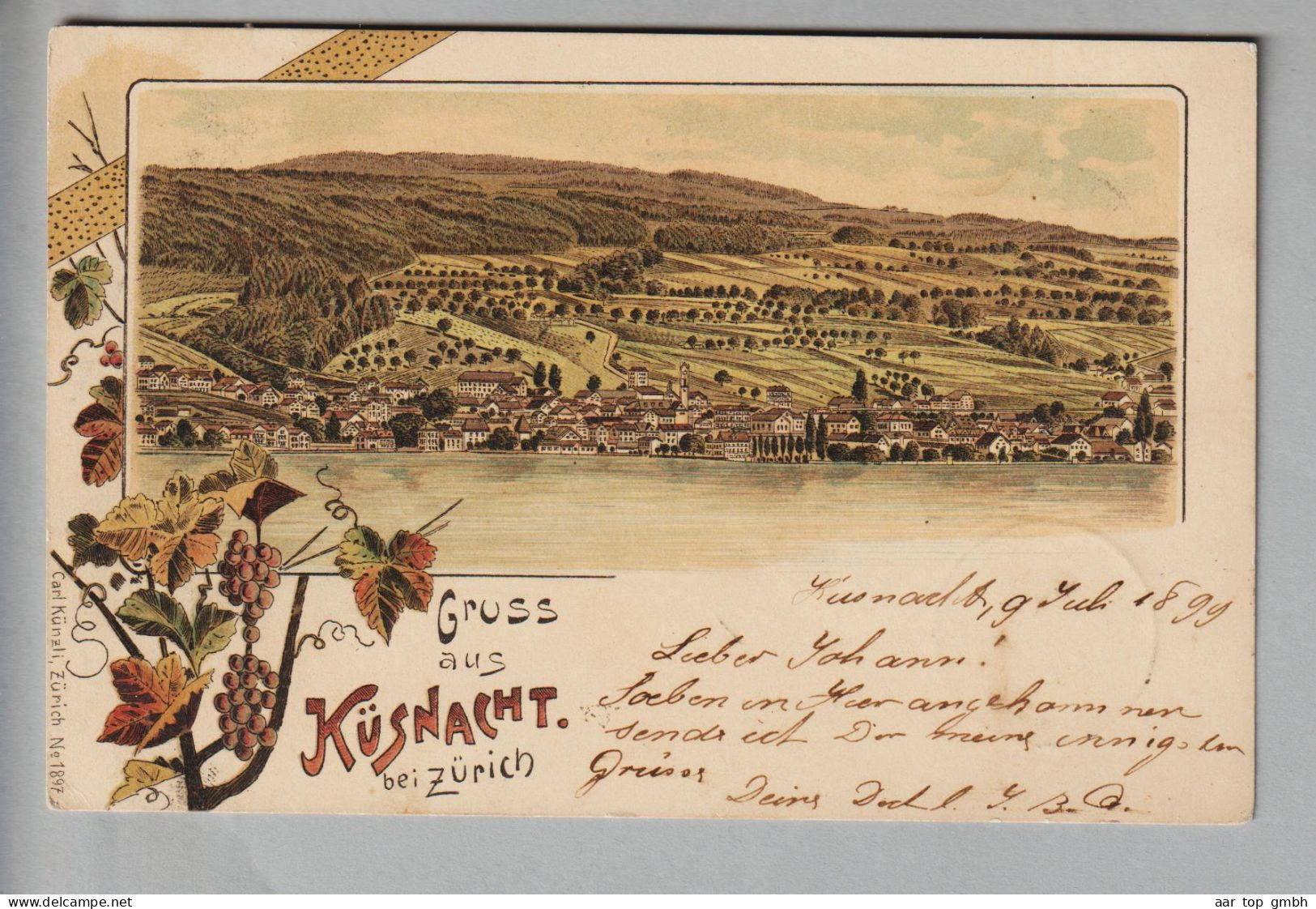 CH ZH Küsnacht 1899-07-09 Litho # 1847 Carl Künzli Zürich - Küsnacht