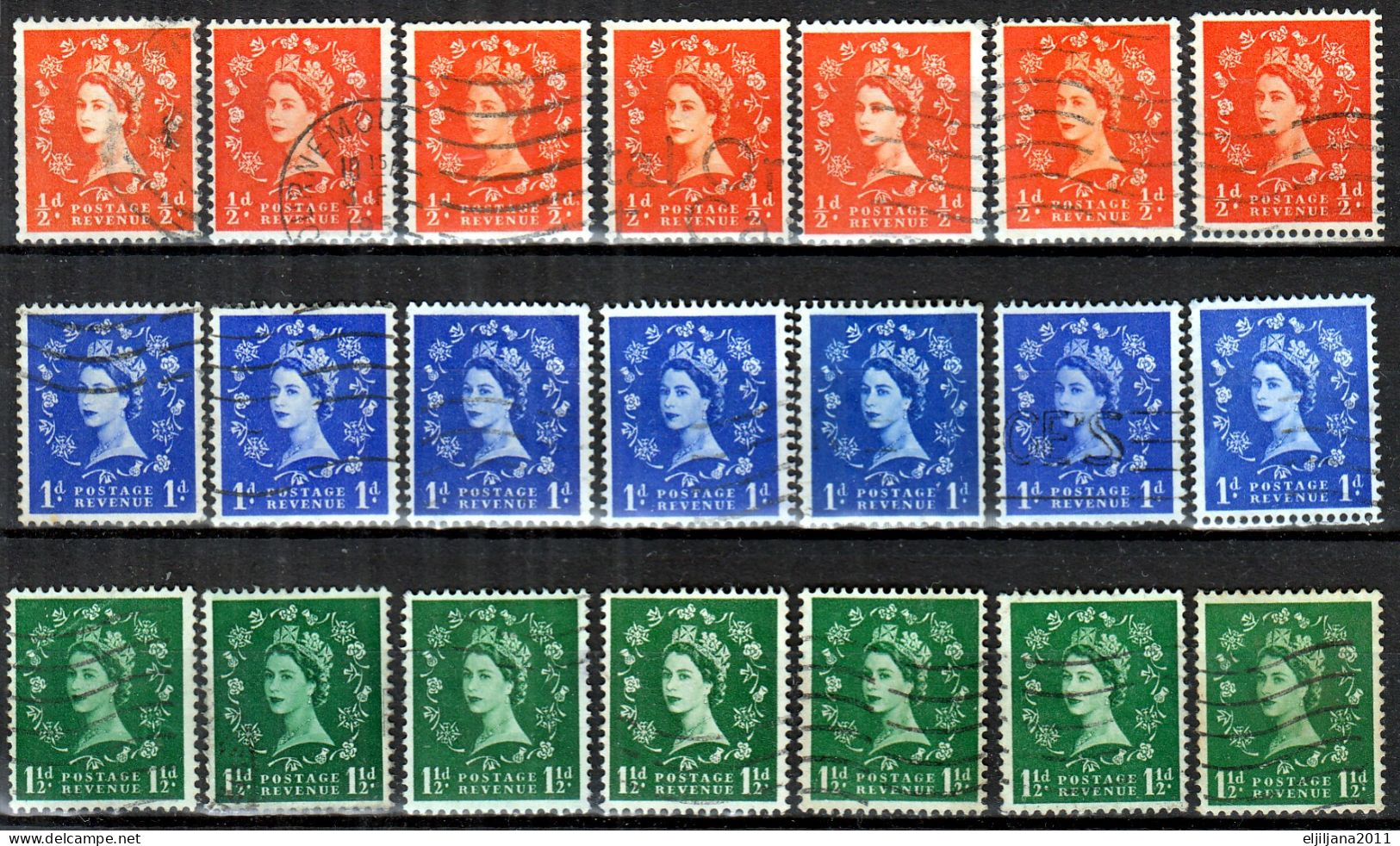 Great Britain - GB / UK / QEII. 1952 - 1967 ⁕ Queen Elizabeth II. ⁕ 98v Used Stamps / Unchecked - See All Scan - Used Stamps