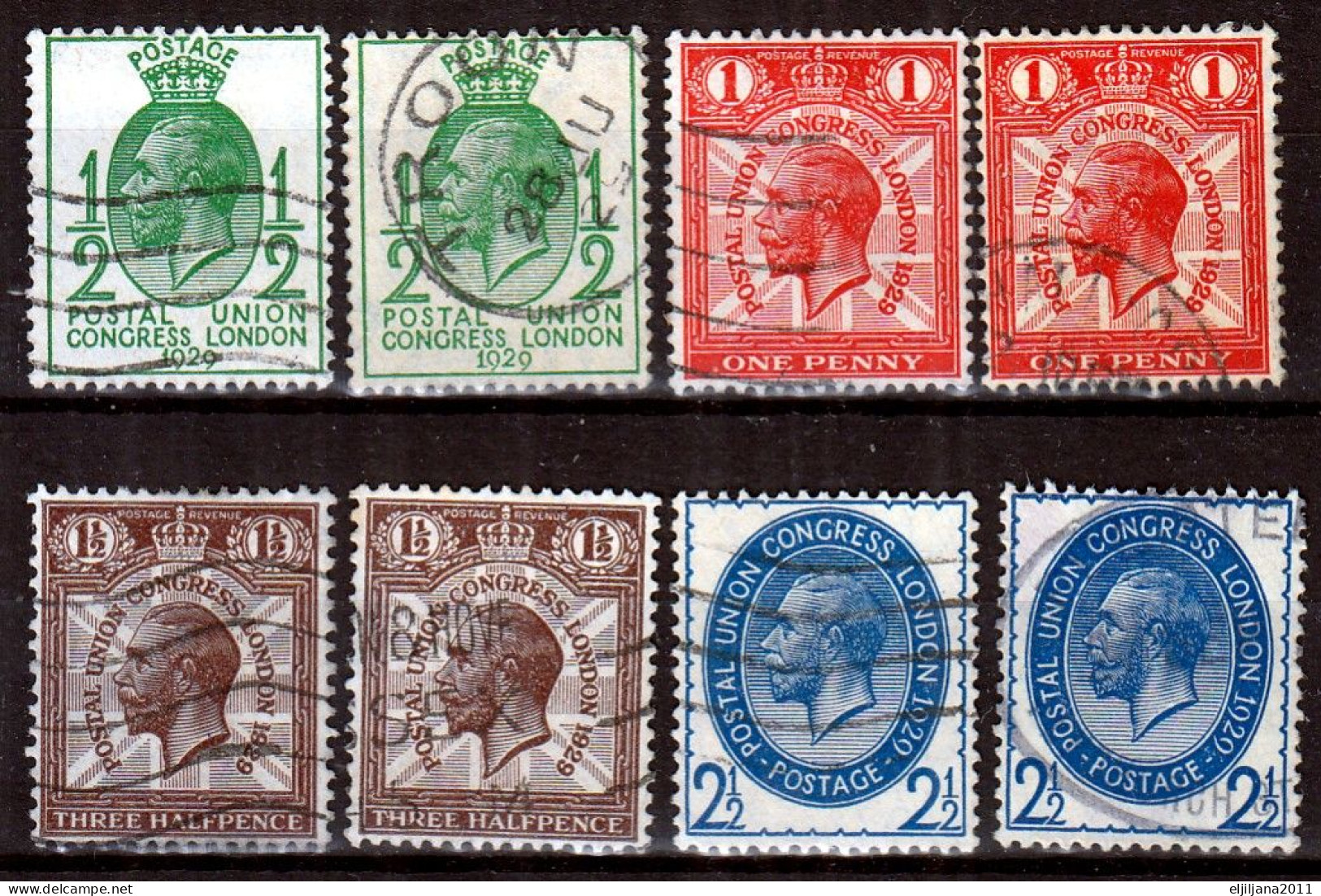 Great Britain GB / UK 1929 ⁕ UPU Congress / King Edward VII Sc# 205-208 Mi.170-173 X2 ⁕ 8v Used - Unchecked - Used Stamps