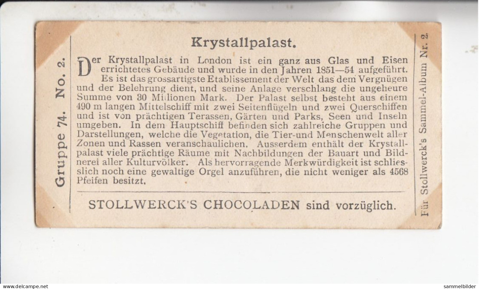 Stollwerck Album No 2 Ansichten Von London Krystallpalast    Grp 74#2 Von 1898 - Stollwerck