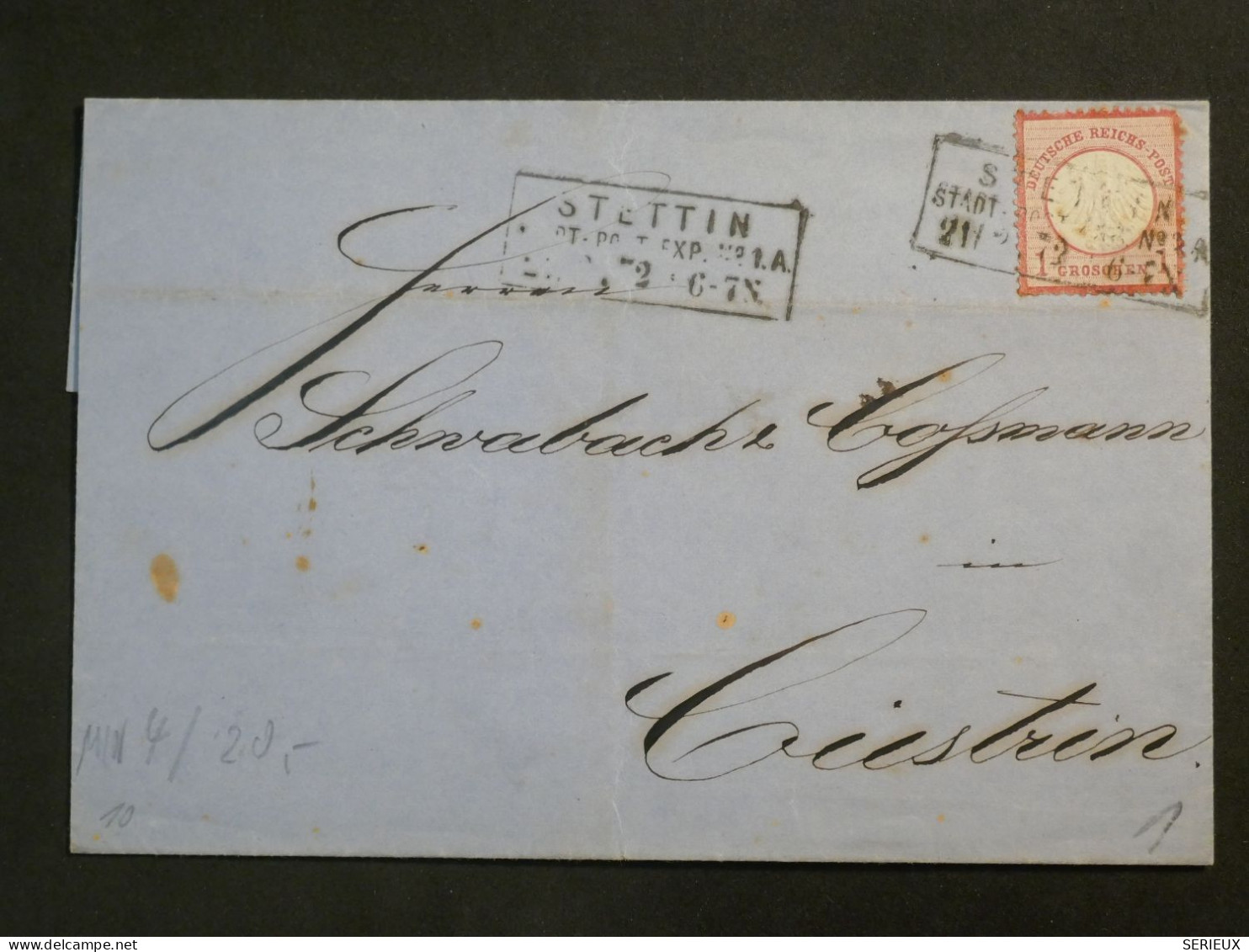 DK 14 ALLEMAGNE   BELLE  LETTRE   1872 STETTIN A CUSTIN   +AFF. INTERESSANT+++ + - Storia Postale