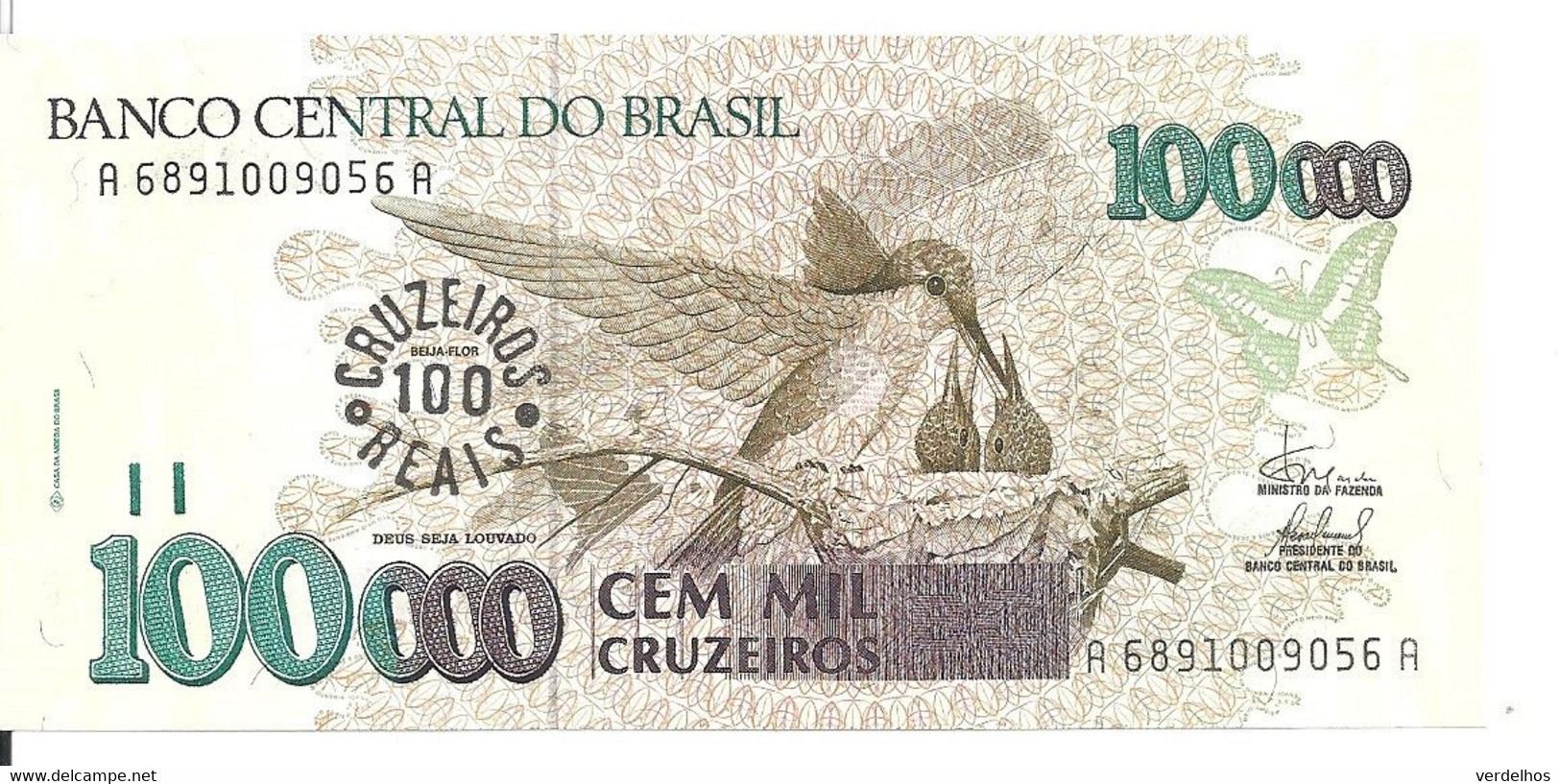 BRESIL 100000 CRUZEIROS ND1993 UNC P 238 - Brésil