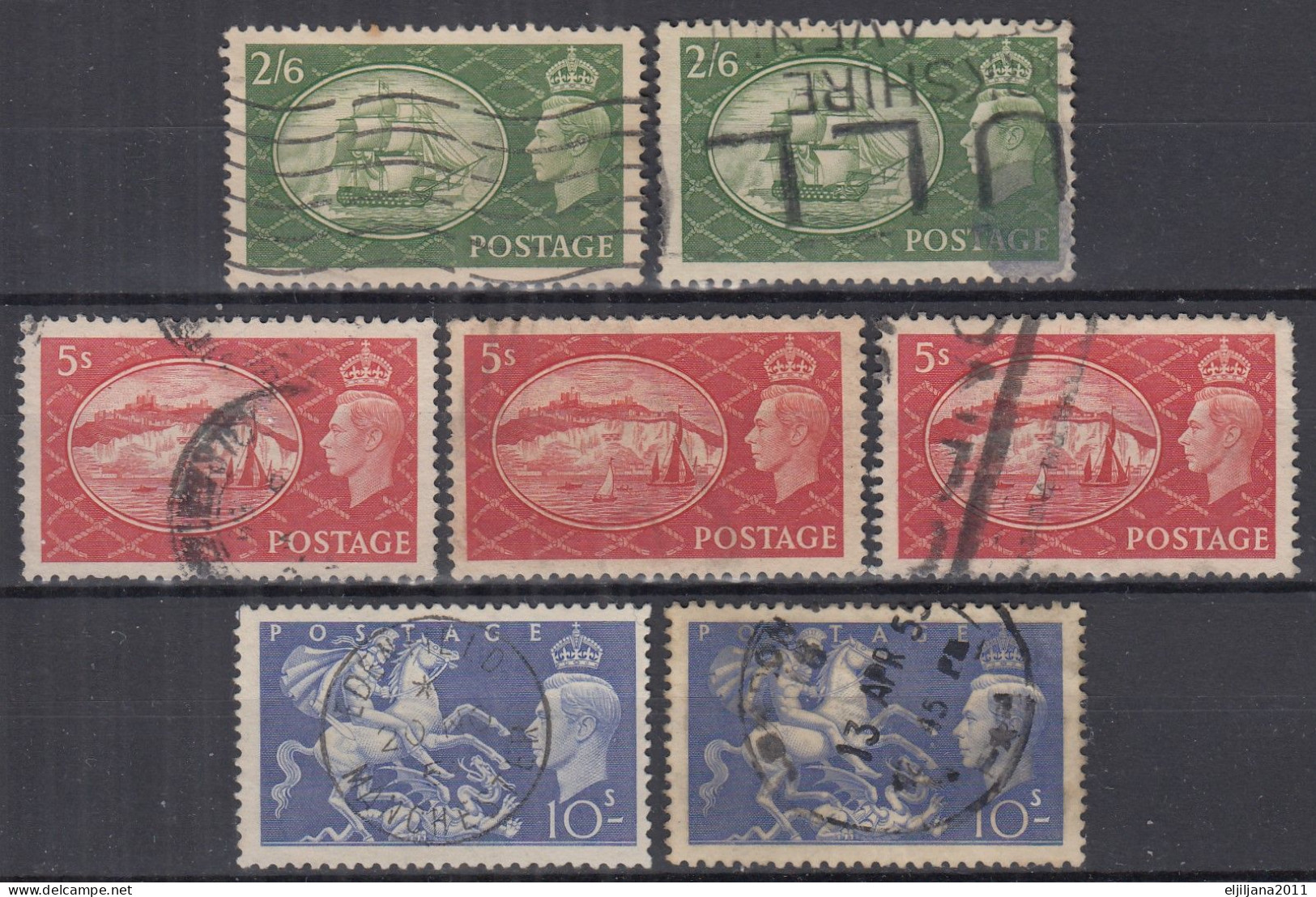 Great Britain GB / UK 1951 ⁕ Festival / King George VI. Mi.251-253 SG 509-511 ⁕ 7v Used - Unchecked - Usati
