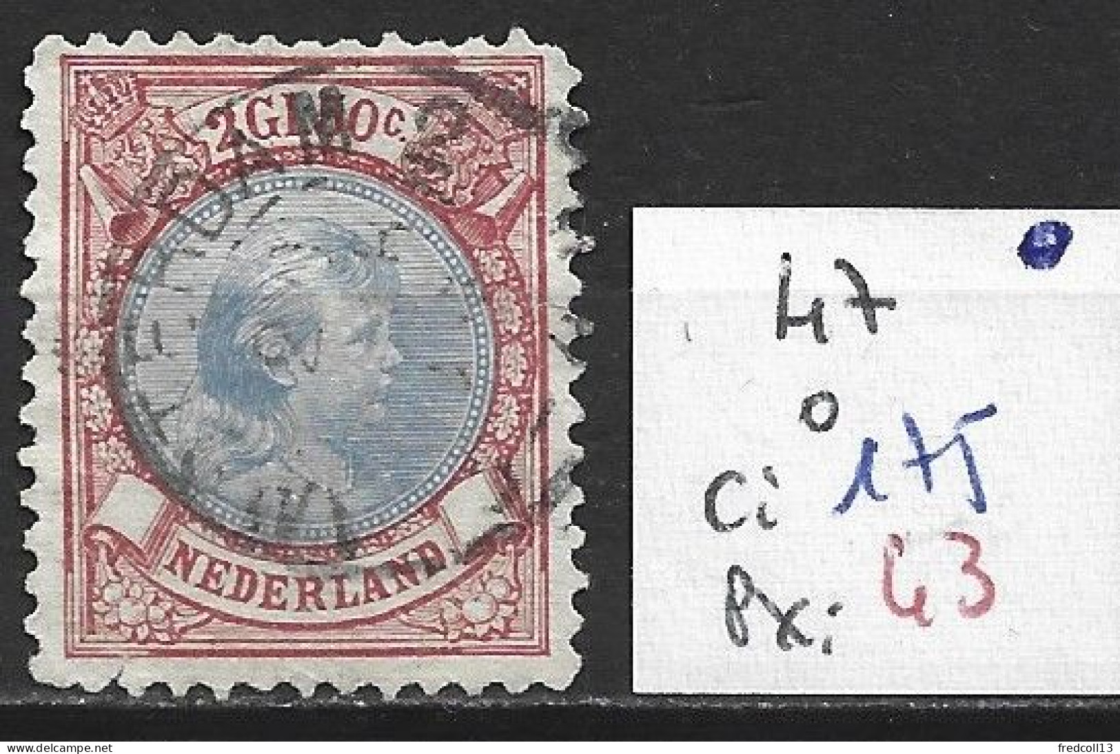 PAYS-BAS 47 Oblitéré Côte 175 € - Used Stamps