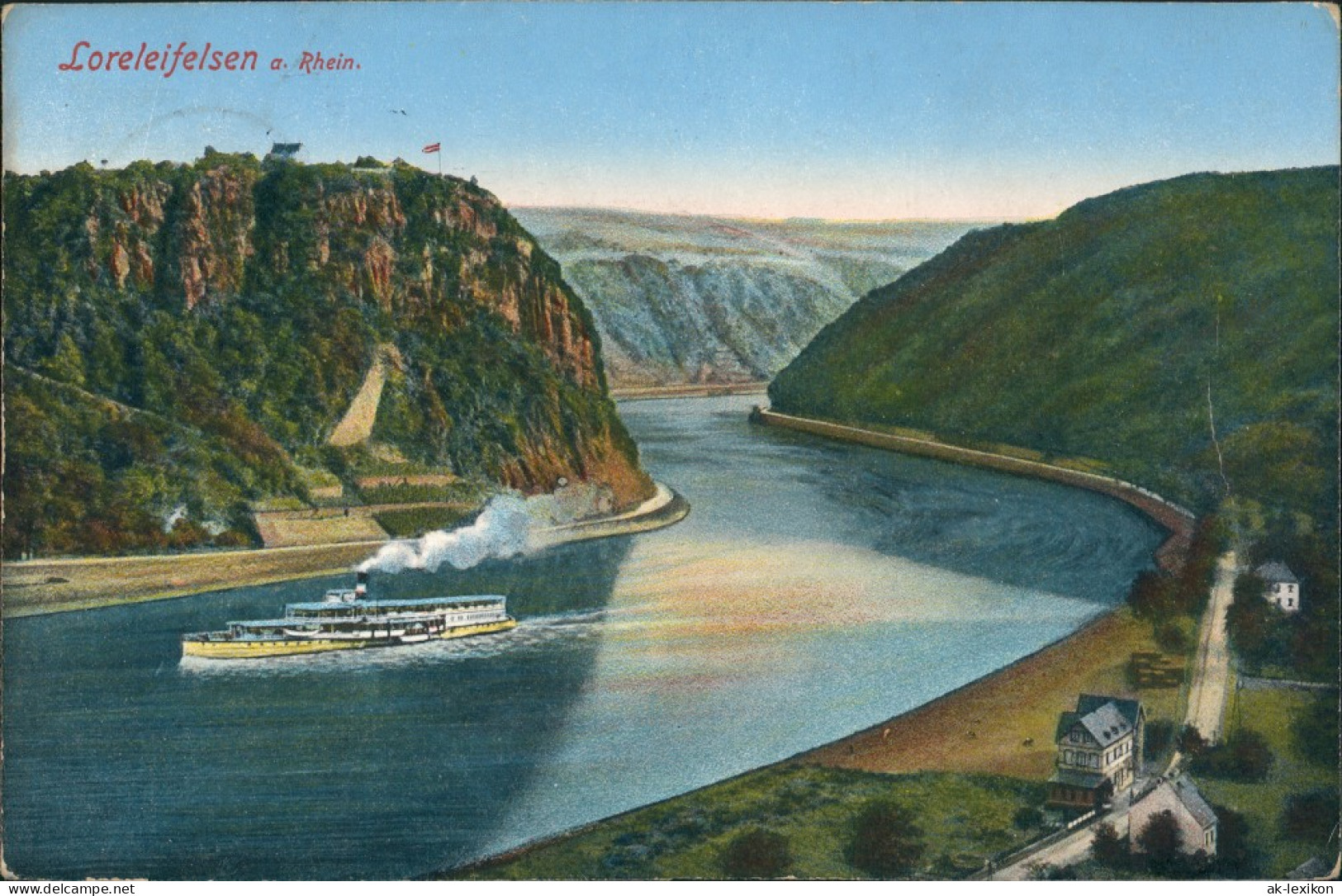 Sankt Goar Rheintal An Der Loreley Rhein Schiff Dampfer Passiert Den Felsen 1911 - St. Goar