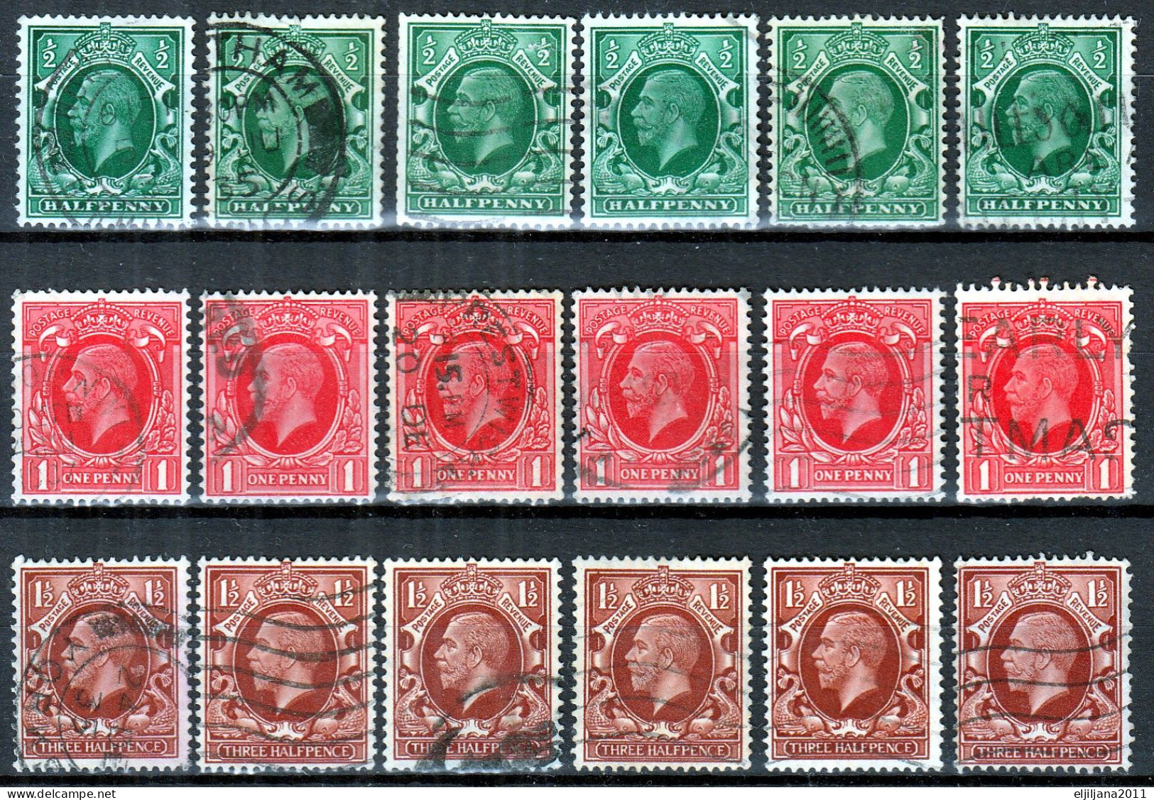 Great Britain GB / UK 1934 ⁕ KGV King George V. Mi.175-184 ⁕ 36v Used - Unchecked - Usati