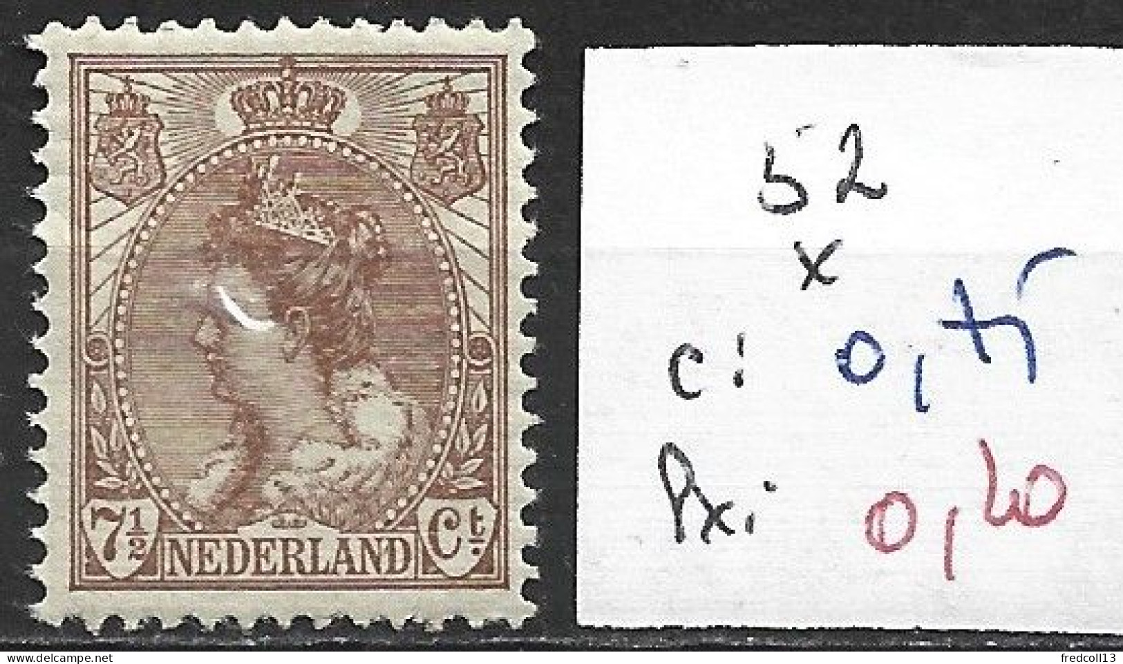 PAYS-BAS 52 * Côte 0.75 € - Unused Stamps