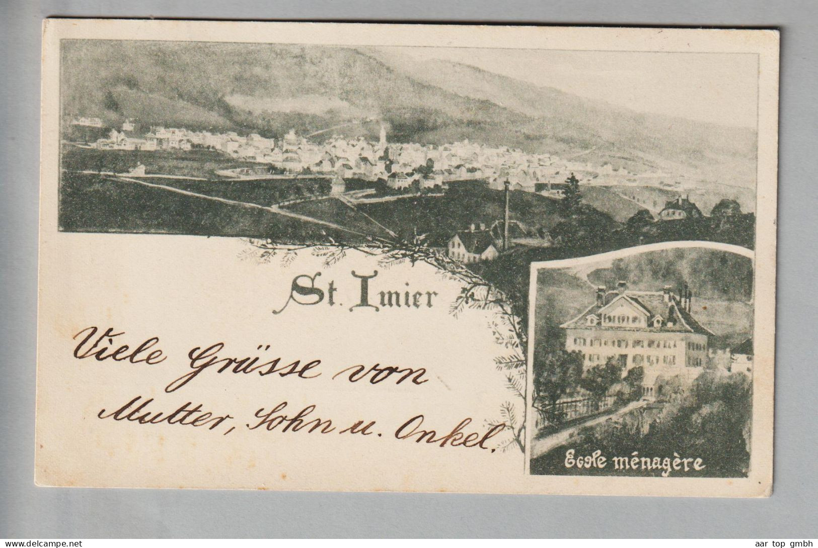 CH BE St.Imier Ecole Ménagère Foto Karte Nach Zürich (Ambulant 1896-08-05 No.12 L253) - Saint-Imier 