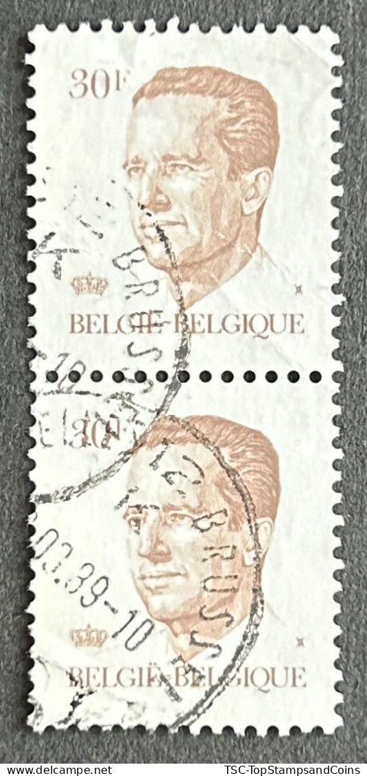 BEL2125Ux2v - King Baudouin 1st. - Pair Of 30 F Used Stamps - Belgium - 1984 - 1981-1990 Velghe