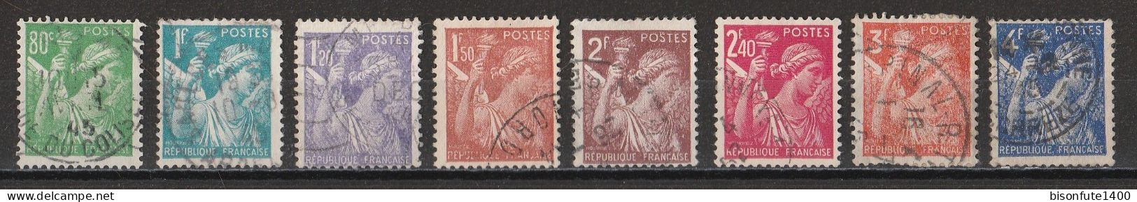 France 1944 : Timbres Yvert & Tellier N° 649 - 650 - 651 - 652 - 653 - 654 - 655 Et 656 Avec Oblitérations Rondes. - Gebraucht