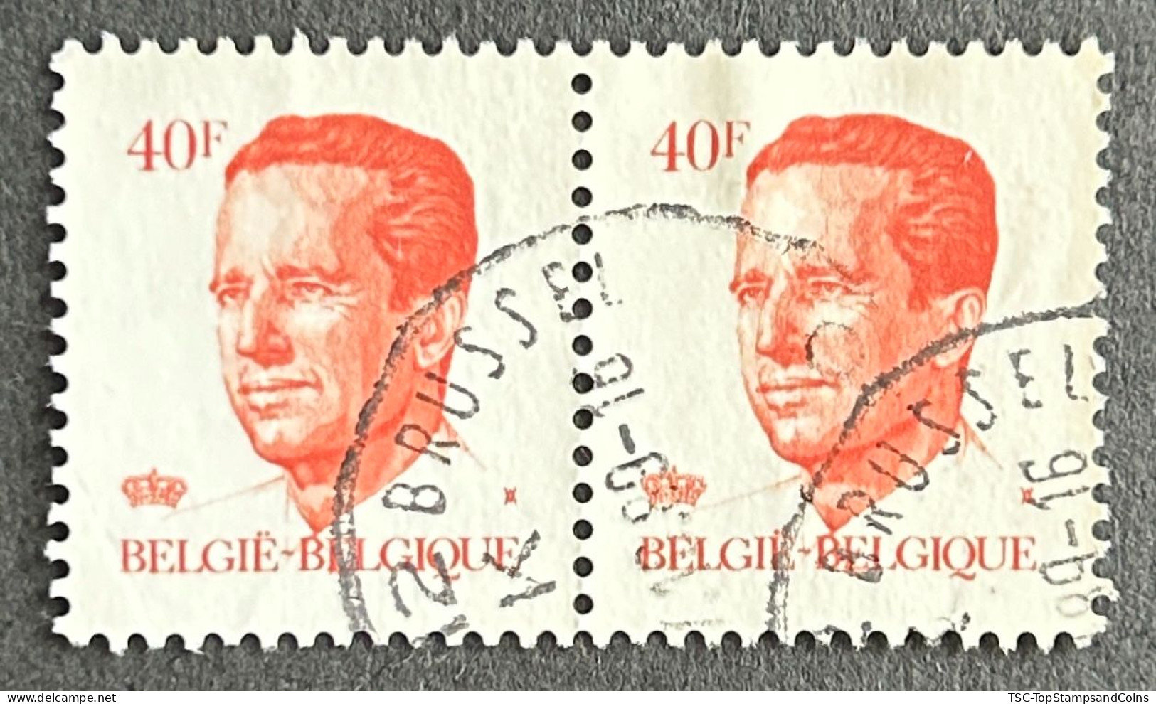 BEL2136Ux2h - King Baudouin 1st. - Pair Of 40 F Used Stamps - Belgium - 1984 - 1981-1990 Velghe