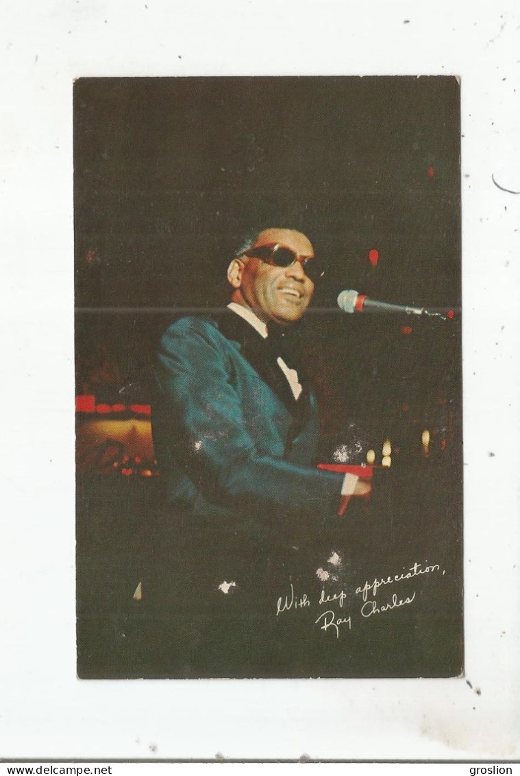 RAY CHARLES CARTE AVEC AUTOGRAPHE - Sänger Und Musiker