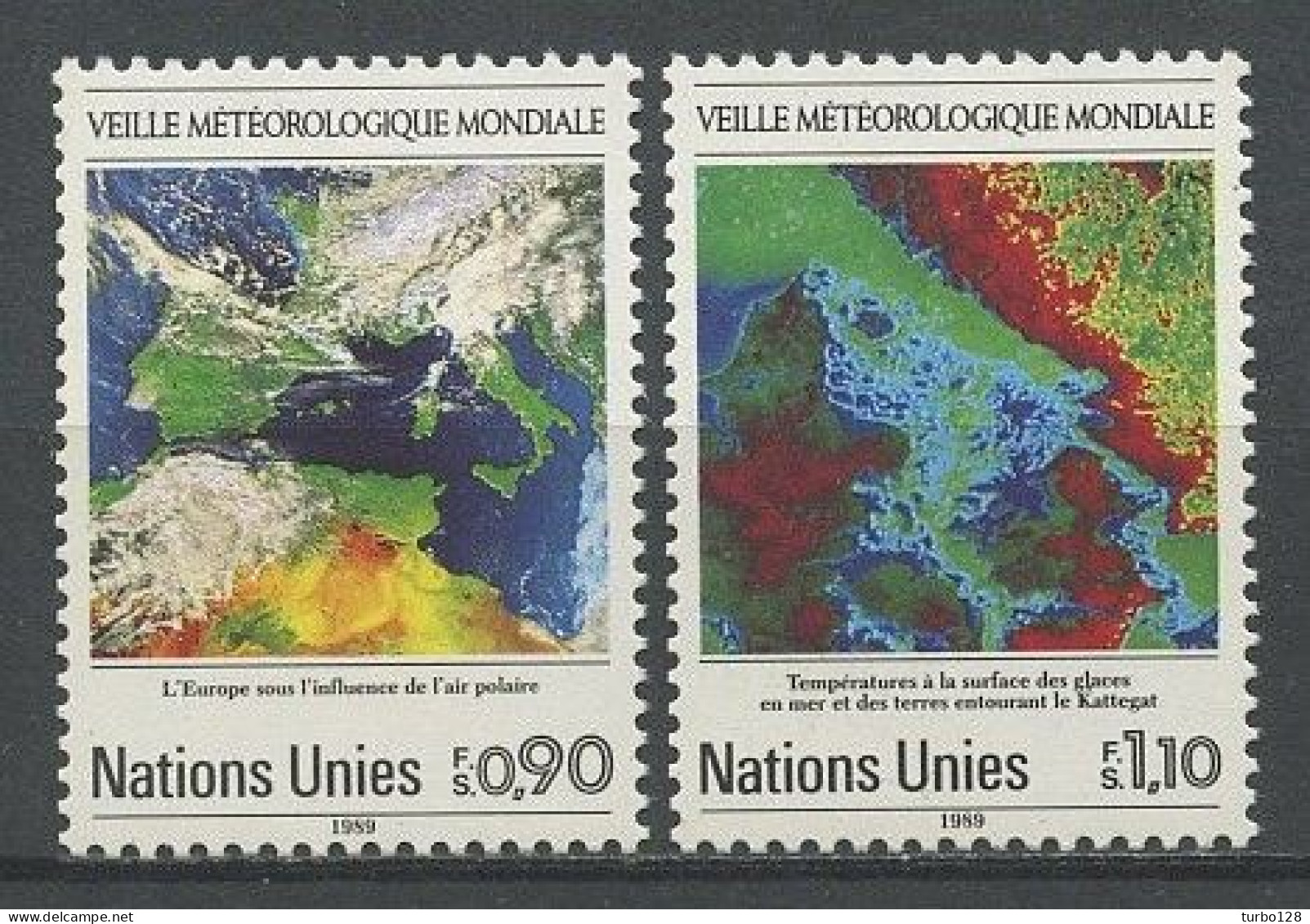 NU Genève 1989 N° 176/177 ** Neufs  MNH Superbes C 4.90 € Météorologie Mondiale Photographies Satellite Europe Kattegat - Unused Stamps