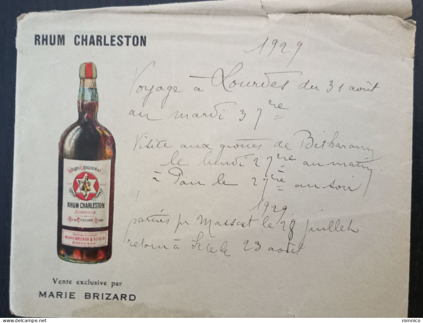 Enveloppe Rhum Charleston Marie Brizard - Invoices