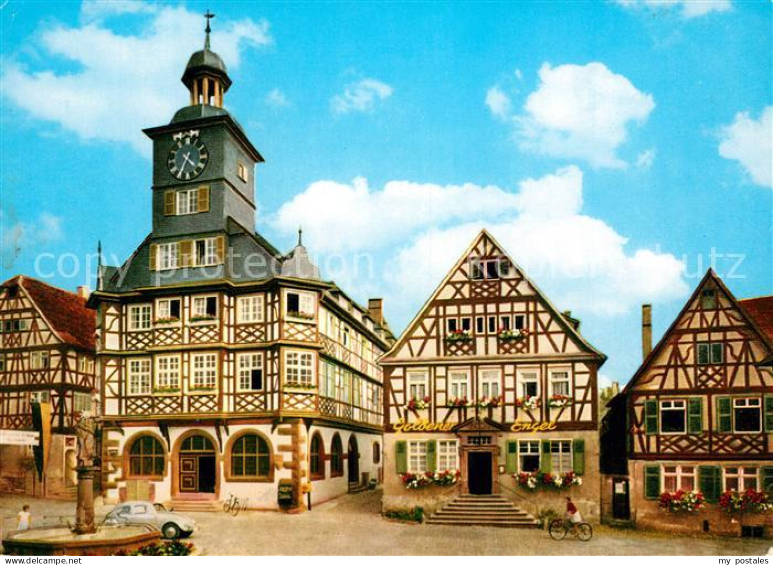 73165462 Heppenheim Bergstrasse Zum Goldenen Engel Marktplatz Rathaus Fachwerkha - Heppenheim