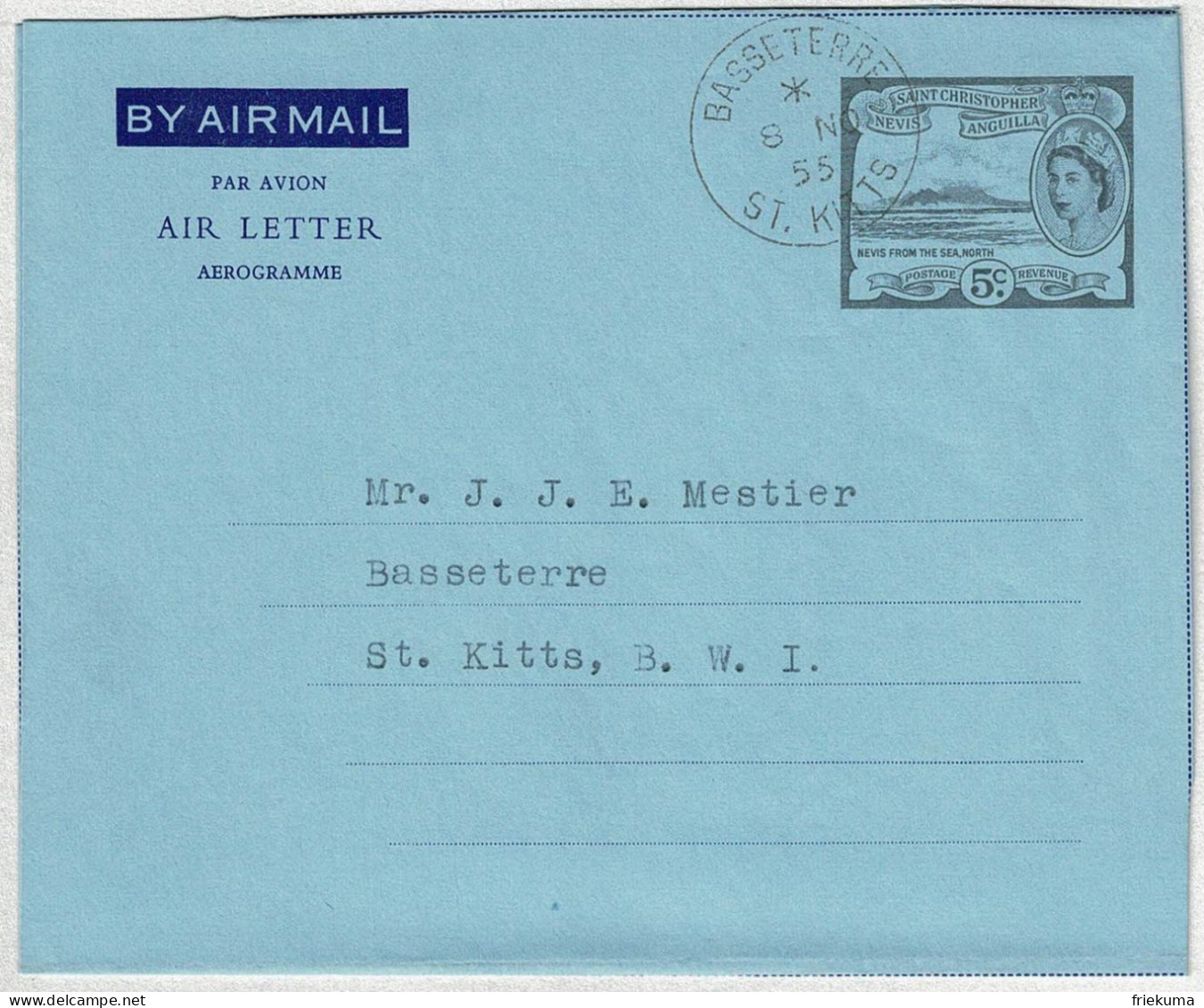 Saint Christopher Nevis Anguilla, Air Letter / Aerogramme Basseterre  - San Cristóbal Y Nieves - Anguilla (...-1980)