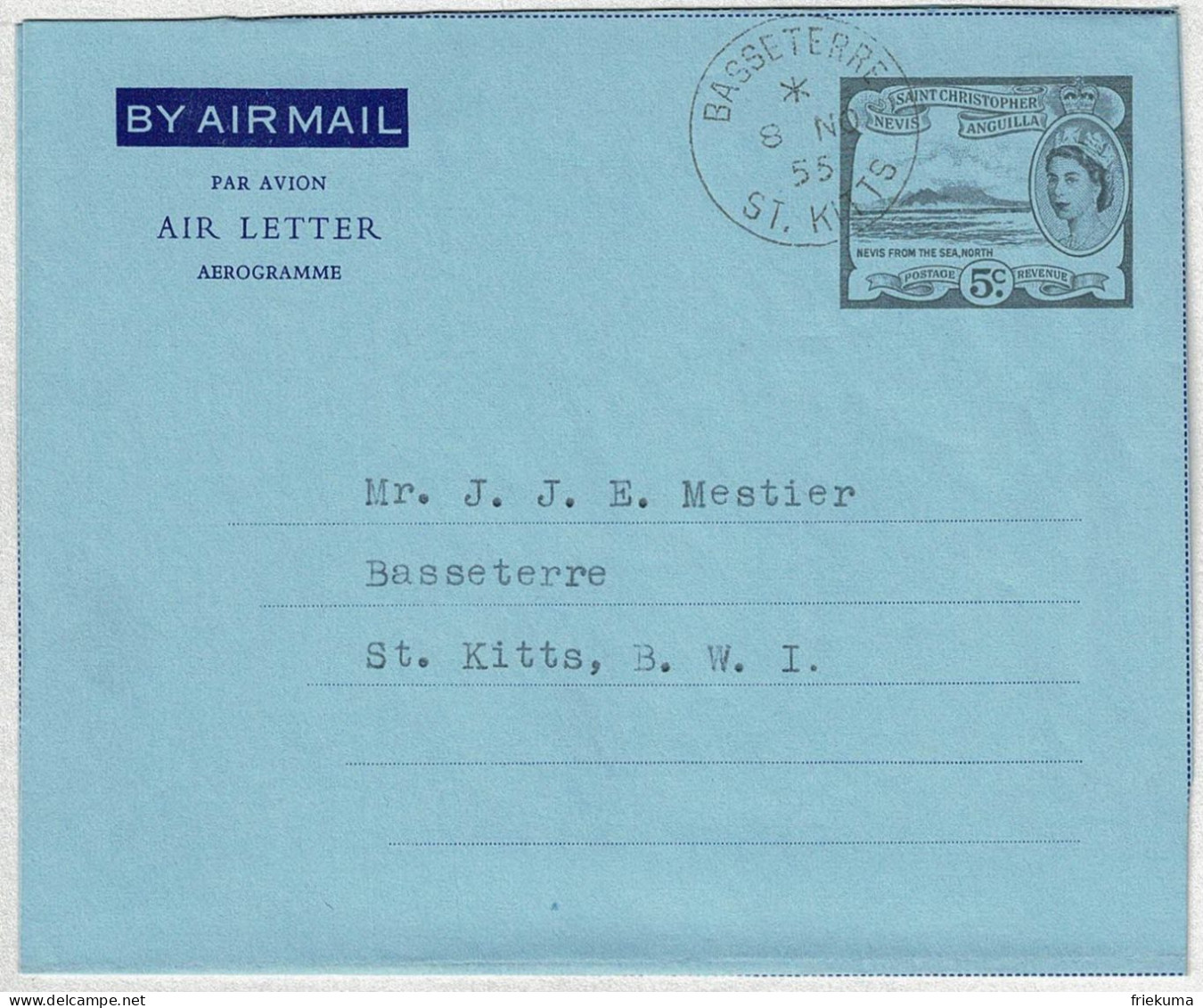 Saint Christopher Nevis Anguilla, Air Letter / Aerogramme Basseterre  - St.Christopher-Nevis & Anguilla (...-1980)