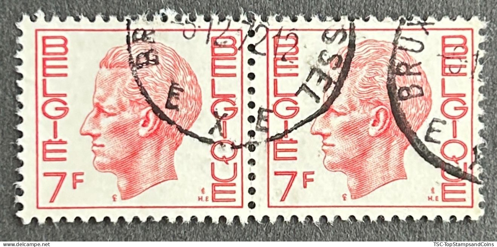 BEL1582Ux2h - King Baudouin - Pair Of 7 F Used Stamps - Belgium - 1971-72 - 1970-1980 Elström