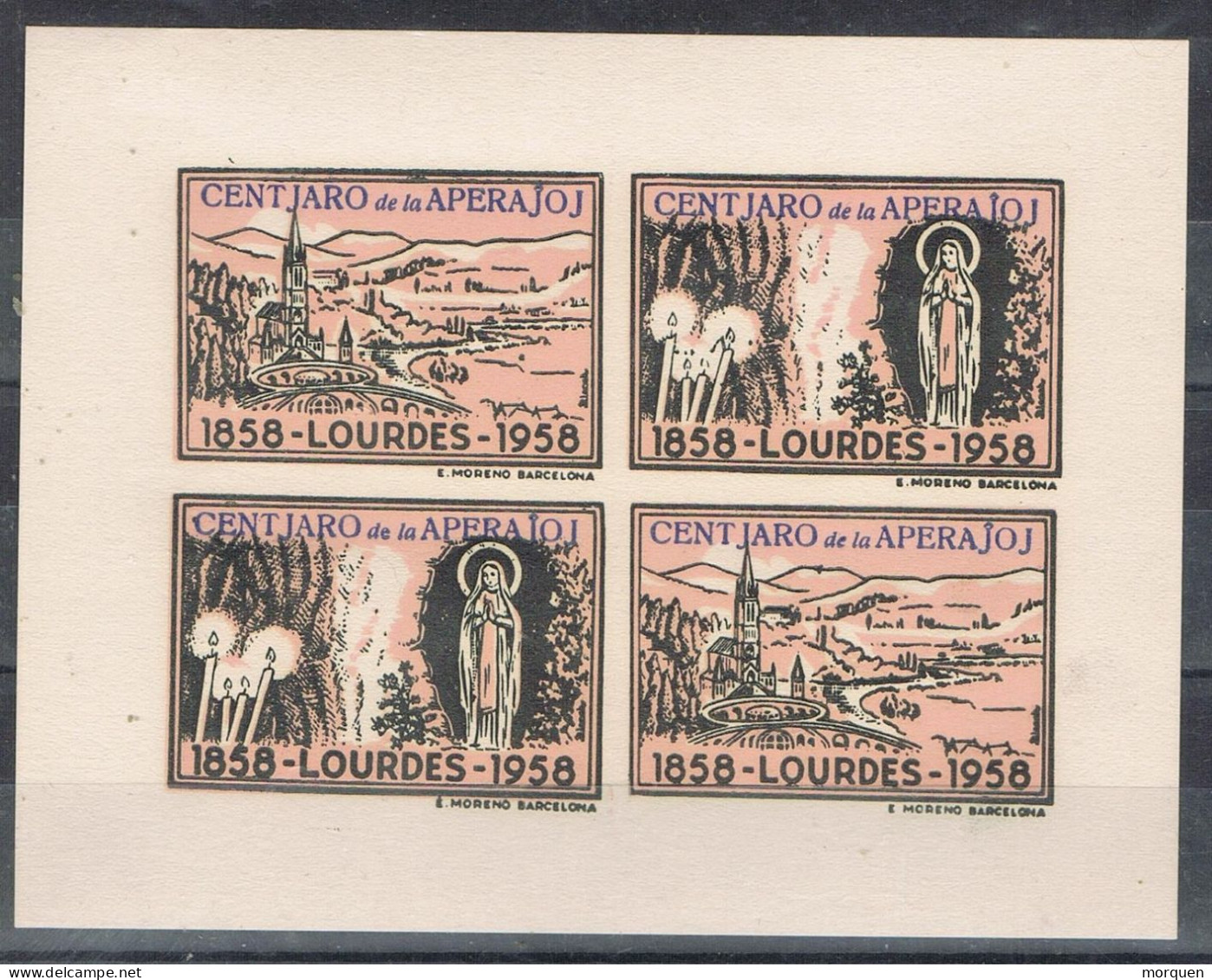 Hojita LOURDES (France) 1958. Centenario Aparicion Virgen, ESPERANTO,  Sin Dentar - Unused Stamps
