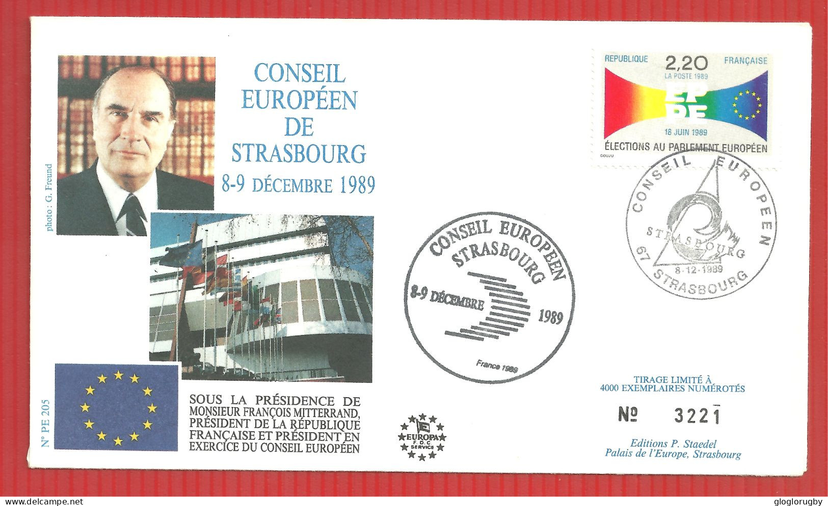 FDC CONSEIL EUROPEEN STRASBOURG  8 9 12 1989 NUMEROTEE - 1989