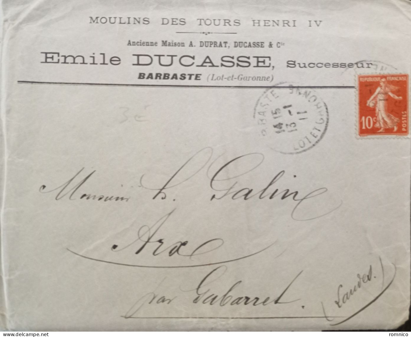Enveloppe Et Factures Emile Ducasse Barabaste Lot Et Garonne 47 - Rechnungen