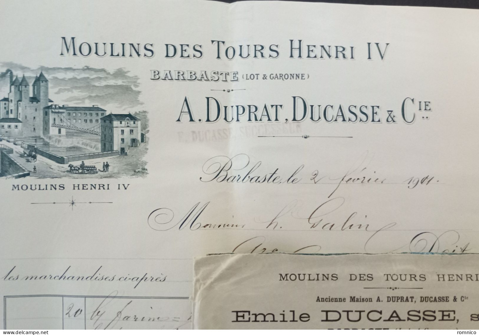 Enveloppe Et Factures Emile Ducasse Barabaste Lot Et Garonne 47 - Invoices