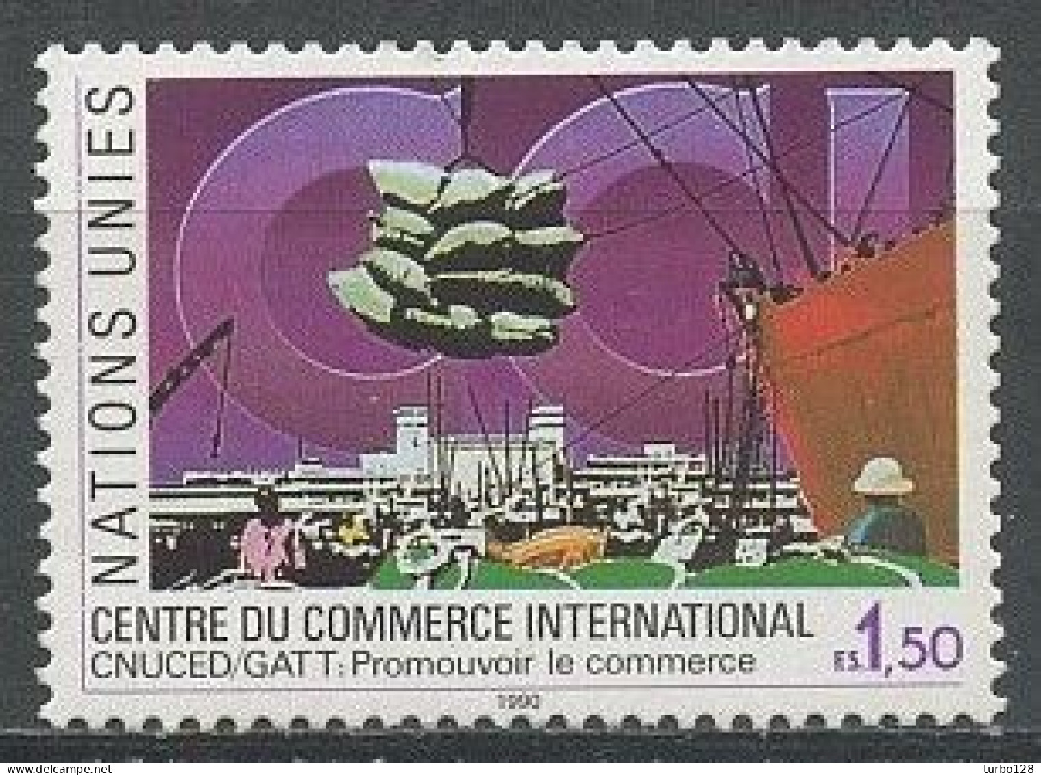 NU Genève 1990 N° 186 ** Neuf  MNH Superbe C 2.80 € Centre De Commerce International Bateaux Navires Ships Transports - Unused Stamps