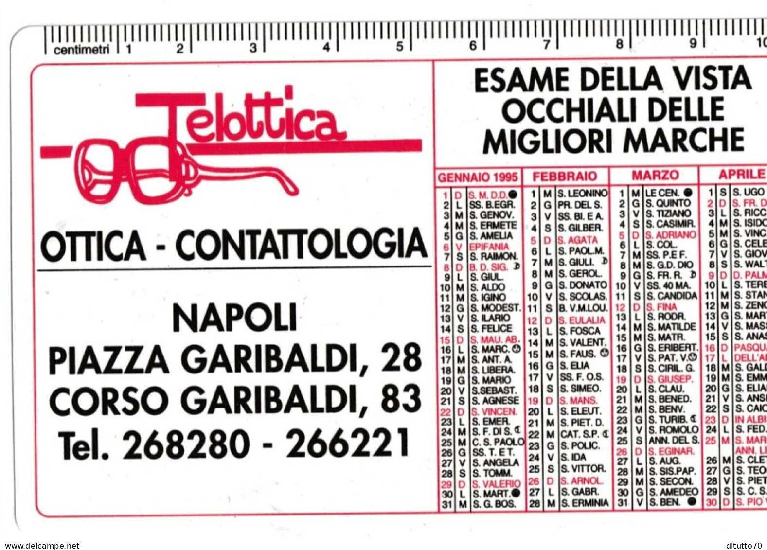 Calendarietto - Telottica - Napoli - Anno 1985 - Petit Format : 1981-90