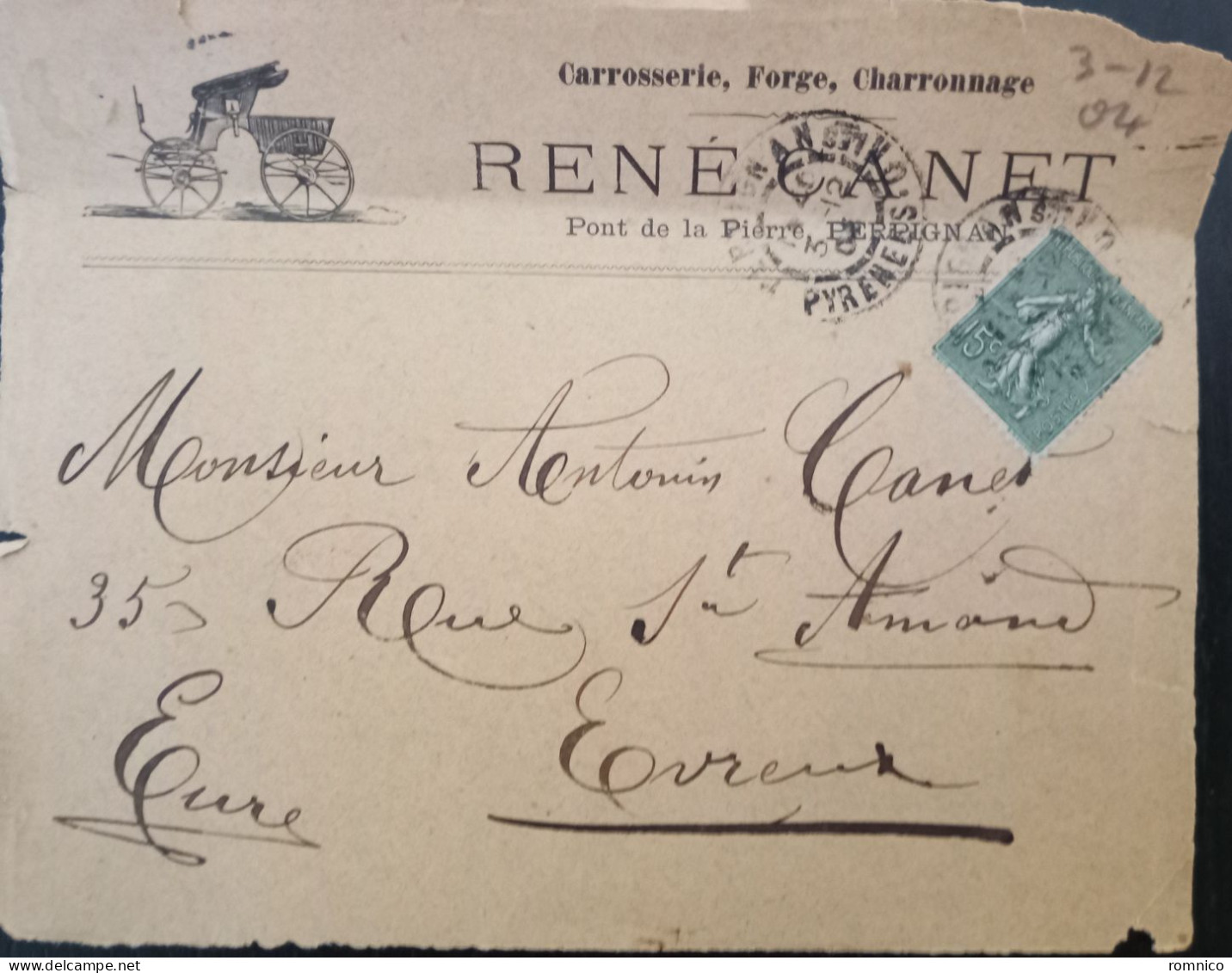 66 Perpignan Enveloppe Rene Canet Charron - Invoices