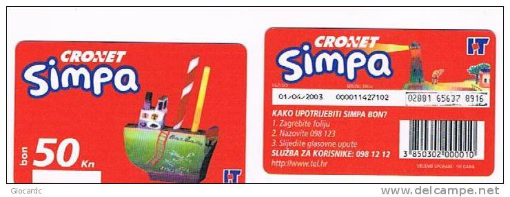 CROAZIA (CROATIA) -  HT CRONET   (RECHARGE GSM) - SIMPA: SHIP BARBARA  EXP. 4.03 - USED-  RIF. 6636 - Croatie