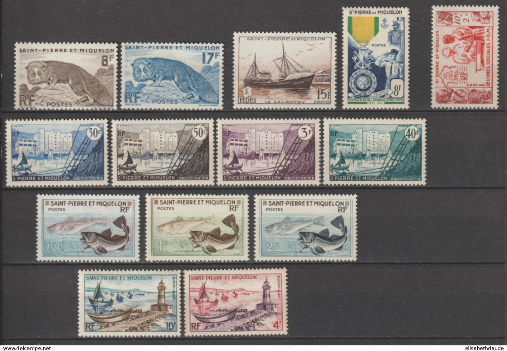 SPM - 1950/1957 - ANNEES COMPLETES YVERT N°344/357 * MLH - COTE = 72.5 EUR. - Volledig Jaar