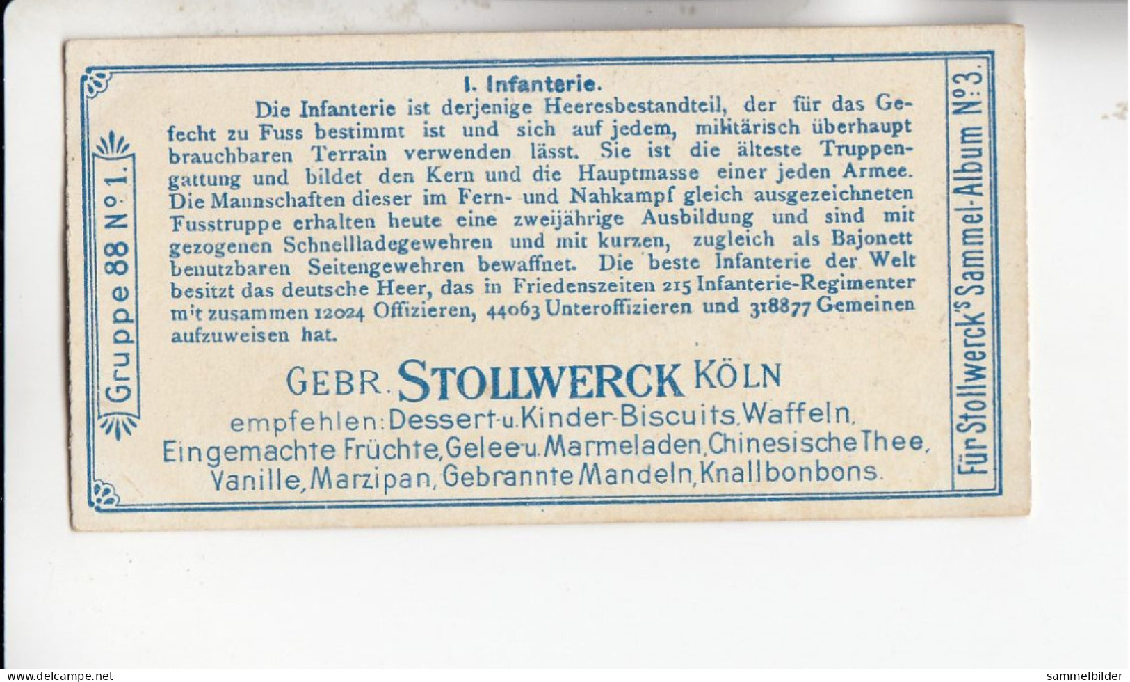 Stollwerck Album No 3 Die Deutsche Wehr Infantrie  Grp 88# 1 Von 1900 - Stollwerck