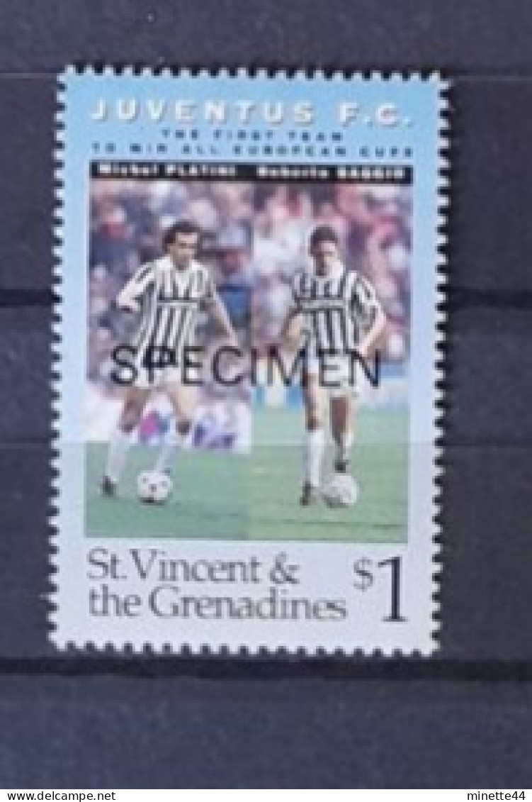 VINCENT GRENADINES JUVENTUS 1994 MNH** 10XSTAMPS  PLATINI SPECIMEN  FOOTBALL FUSSBALL SOCCER CALCIO FOOT FUTBOL - Neufs