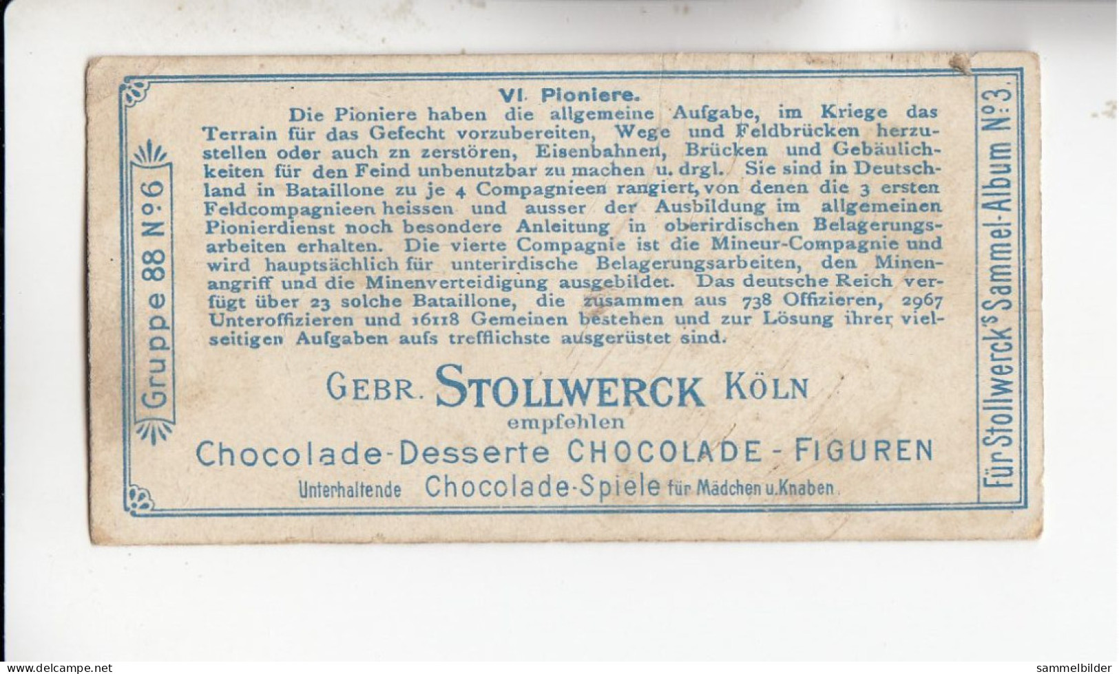 Stollwerck Album No 3 Die Deutsche Wehr Pioniere   Grp 88# 6 Von 1900 - Stollwerck