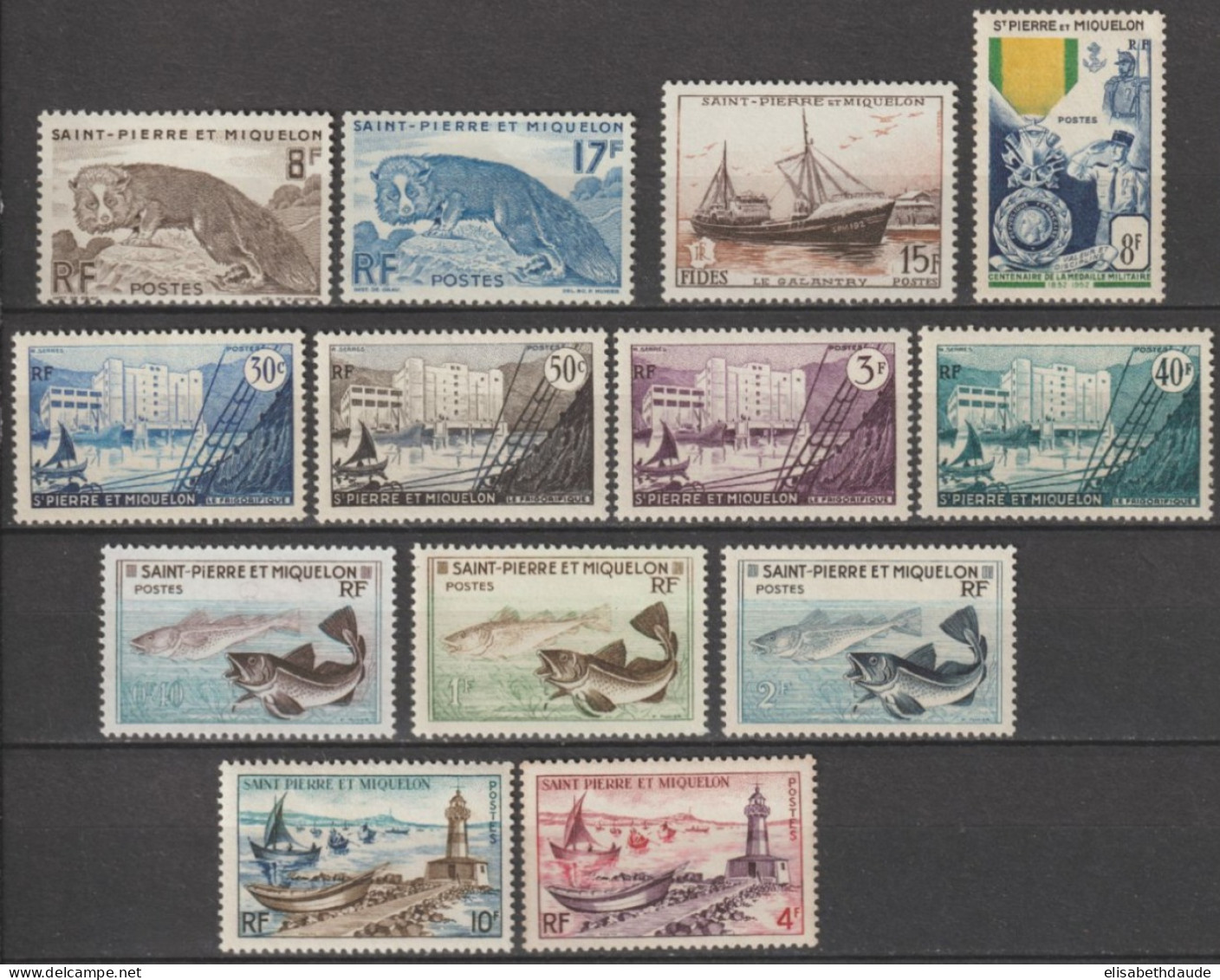 SPM - 1952/1957 - ANNEES COMPLETES YVERT N°345/357 ** MNH - COTE = 70.5 EUR. - Annate Complete