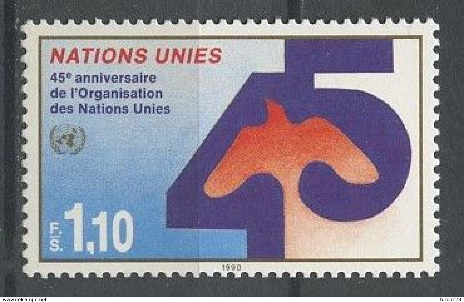 NU Genève 1990 N° 193 ** Neuf MNH Superbe C 2.50 € 45eme Anniversaire Des Nations Unies Oiseau Bird Clolombe - Neufs