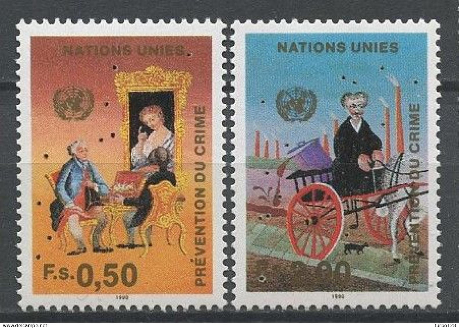 NU Genève 1990 N° 194/195 ** Neufs MNH Superbes C 5.40 € Prévention Du Crime Le Recel La Pollution Cheval Horse Usine - Unused Stamps