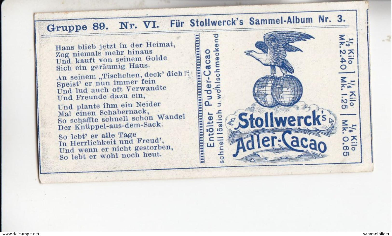 Stollwerck Album No 3 Tisch Chen Deck Dich Schluß   Grp 89# 6 Von 1900 - Stollwerck