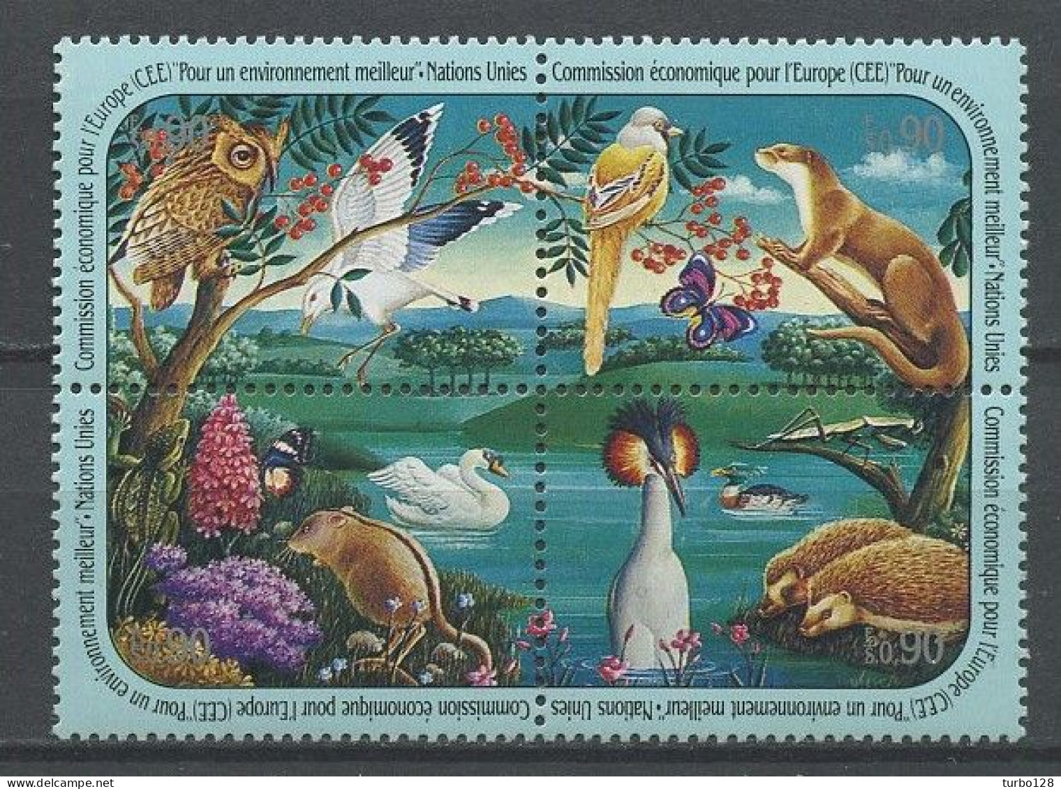 N.U. GENEVE 1991 N° 202/205 ** Neufs MNH  Superbes C 10 € Faune Oiseaux Birds Coucou Mouette Cygne Animaux Chat - Ungebraucht