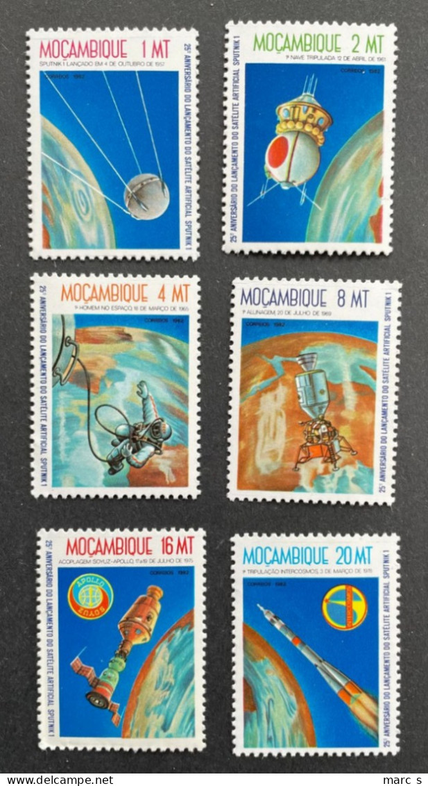 MOZAMBIQUE - 1982 - NEUF**/MNH - Série Complète Mi 900 / 905 - YT 884 / 889 - ESPACE SPACE SPUTNIK - Mozambique