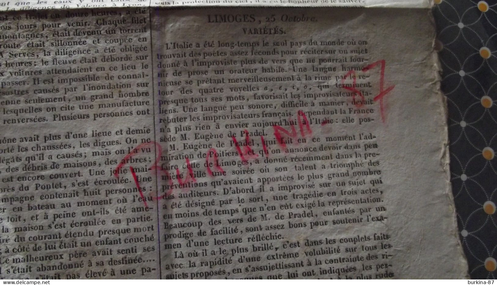 LES ANNALES DE LA HAUTE VIENNE, 1827, Journal Administratif Politique Littéraire  La Haute Vienne, Limoges, N°43 - 1800 - 1849