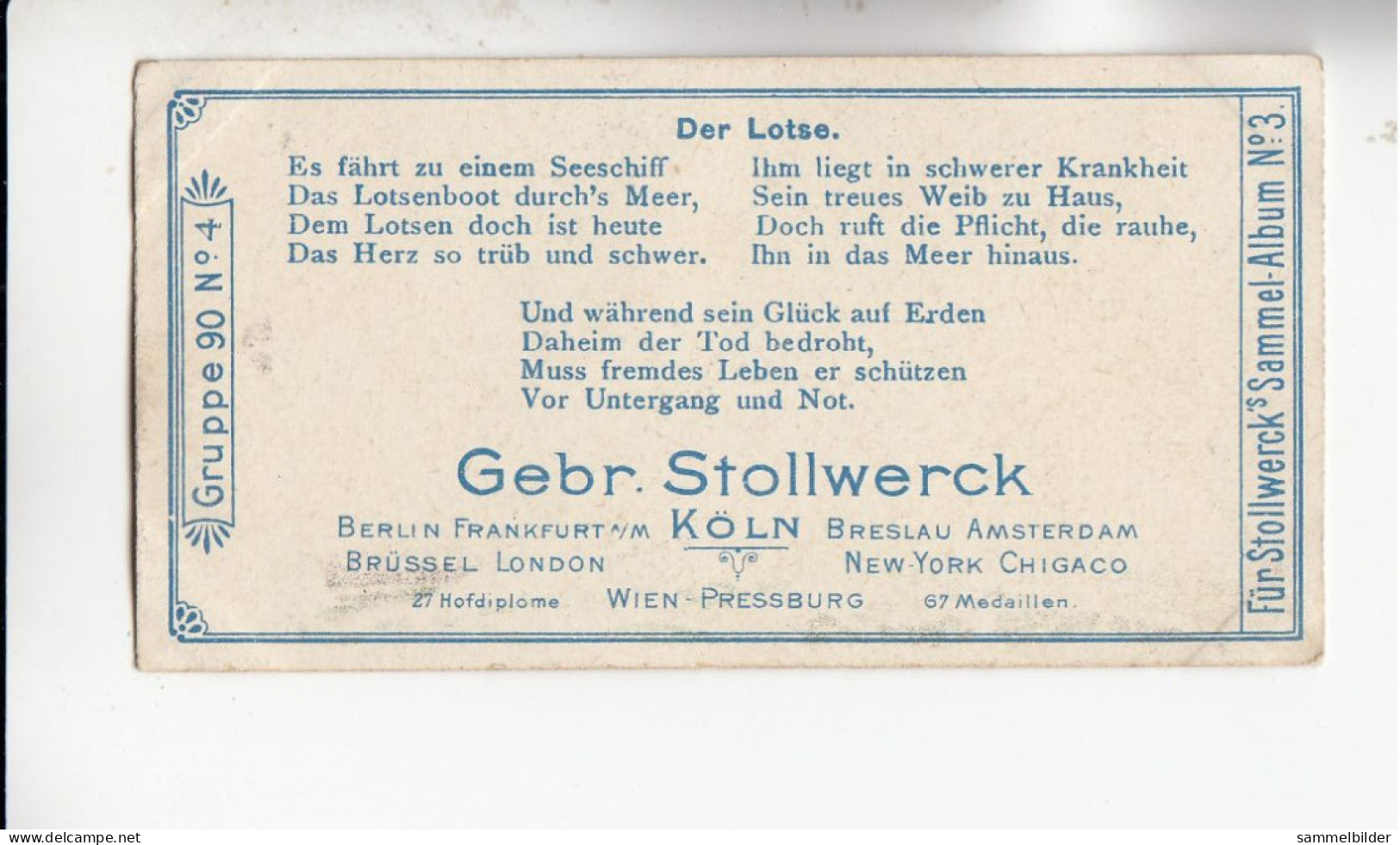 Stollwerck Album No 3 Von Der Wasserkante Der Lotse  Grp 90# 4 Von 1899 - Stollwerck