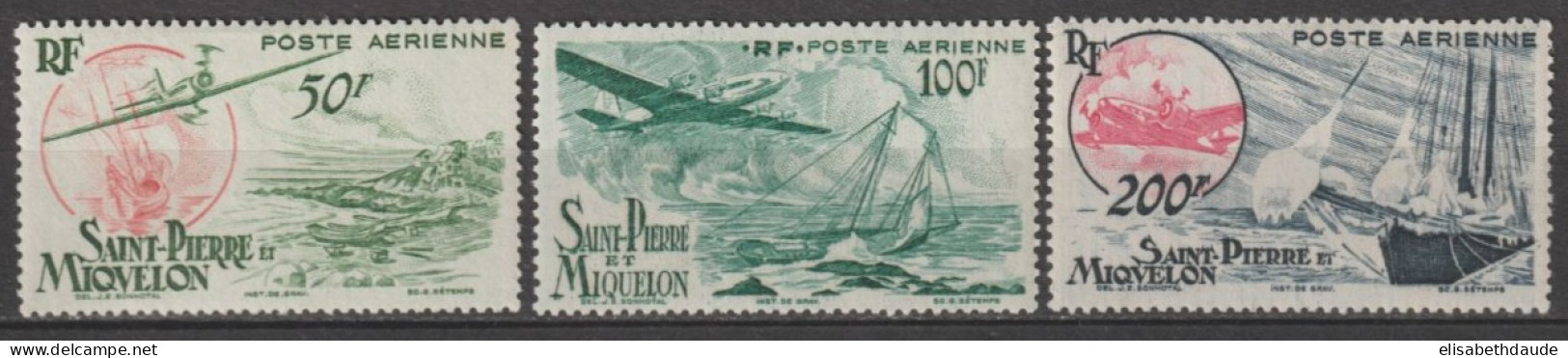 SPM - 1947 - POSTE AERIENNE - SERIE COMPLETE YVERT N° 18/20 * MLH - COTE = 50 EUR. - Unused Stamps