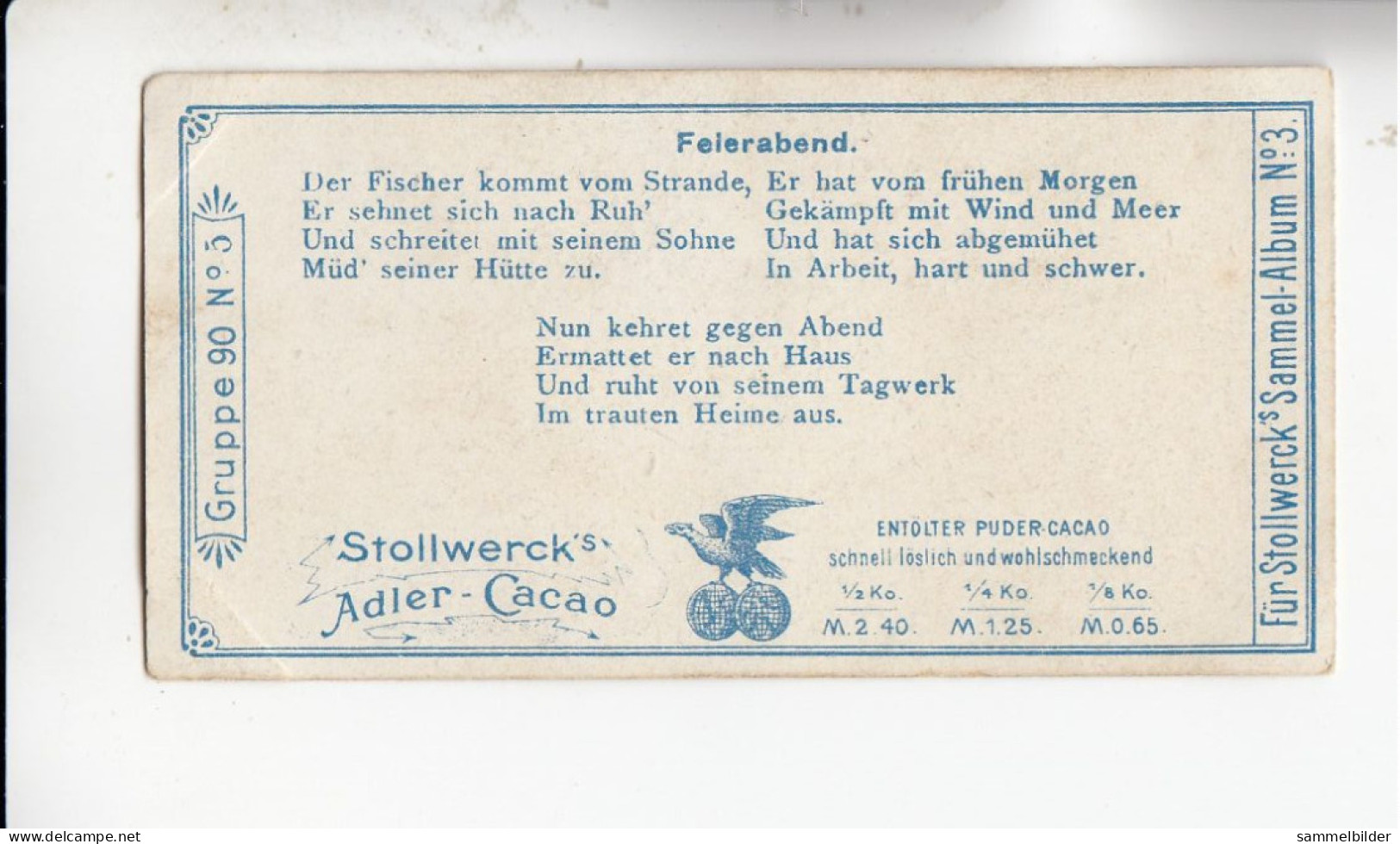 Stollwerck Album No 3 Von Der Wasserkante Feierabend   Grp 90# 5 Von 1899 - Stollwerck