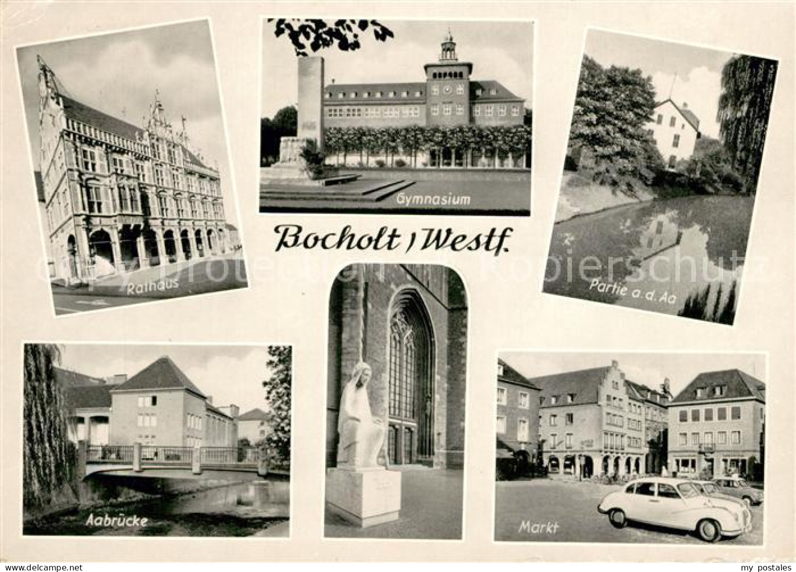 73164250 Bocholt Westfalen Rathaus Bruecke Fluss Aa Markt Statue Gymnasium Bocho - Bocholt